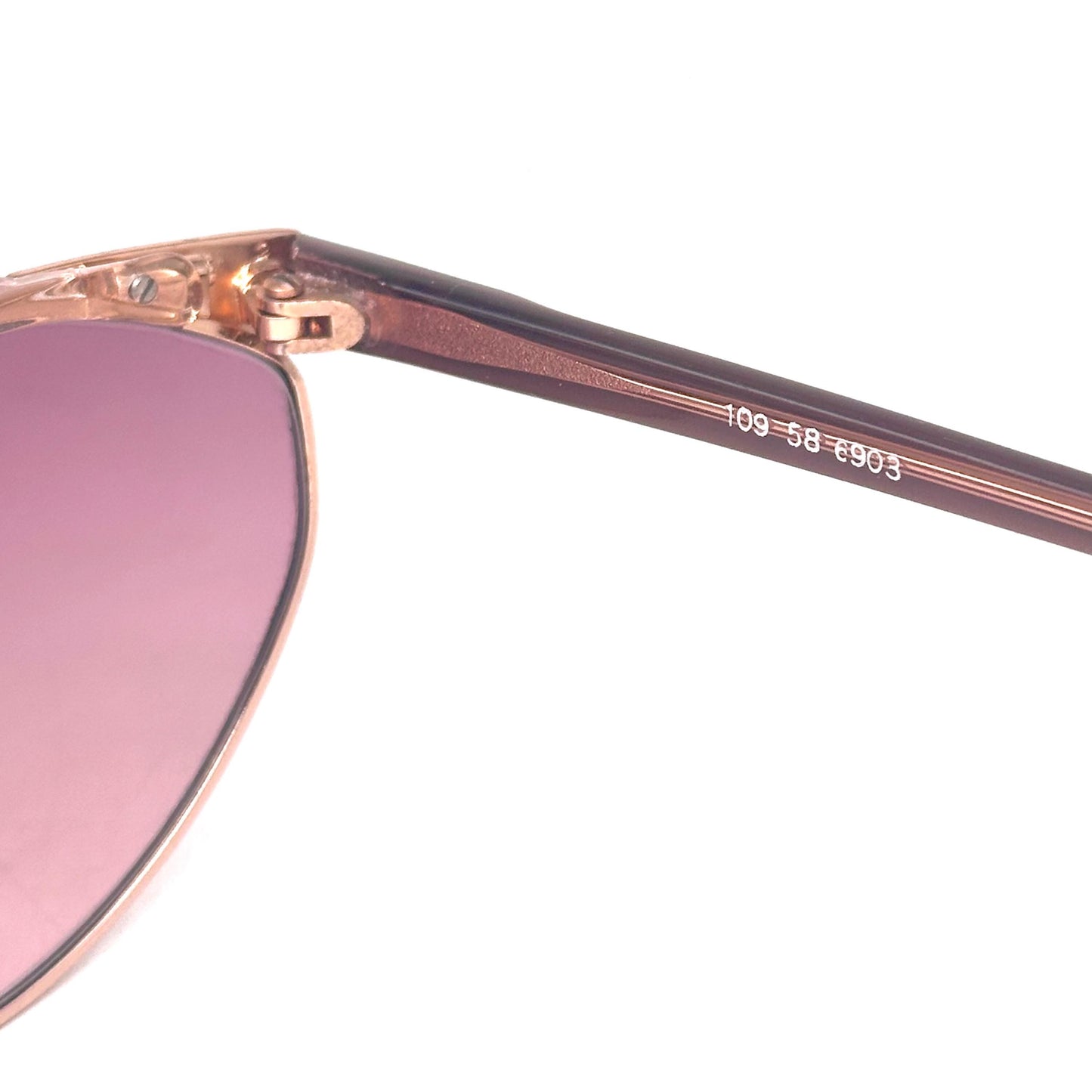 Karl Lagerfeld 109 58 903 brown tortoise and gold frame with chess detail on the sides vintage sunglasses w/ gradient purple lens, NOS