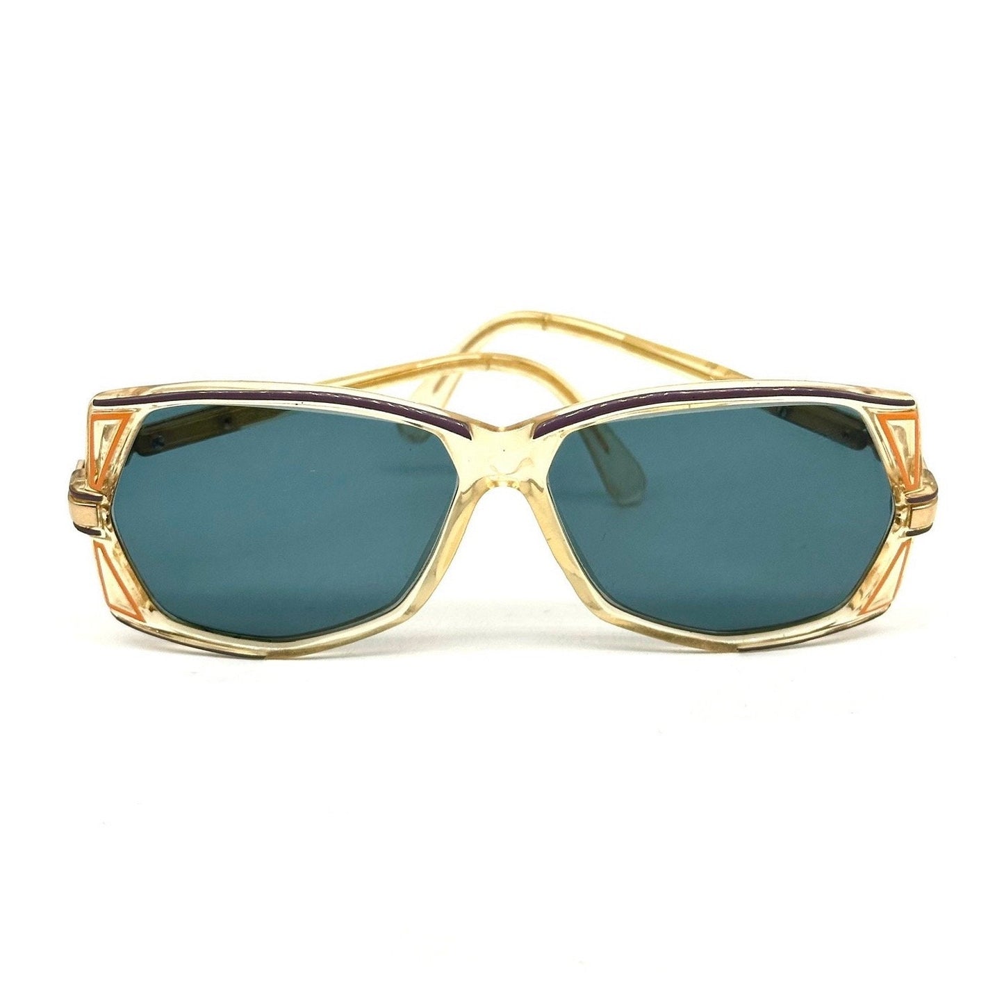 Cazal 172 clear oversized sunglasses w-colorful carved stripes & golden temples, new lenses: great piece!