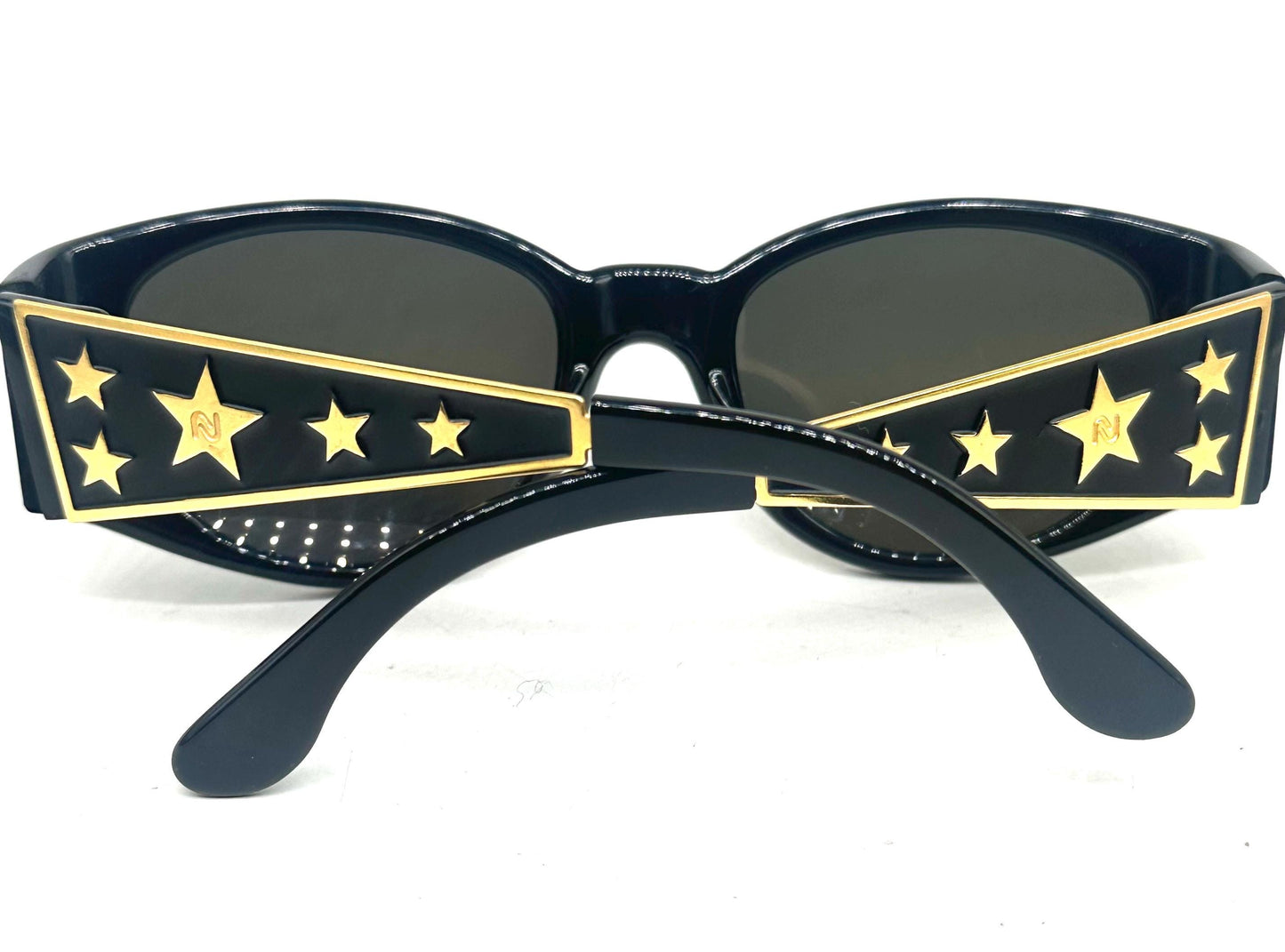 Nouvelle Vague Dane rocker retro sunglasses w embossed golden stars, 2 colors, NoS 80s Italy