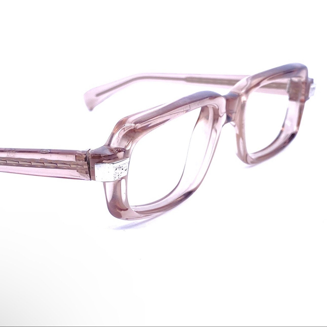 Serge Kirchhofer mod.14 luxury thick squared grey translucent sunglasses 1970s NOS