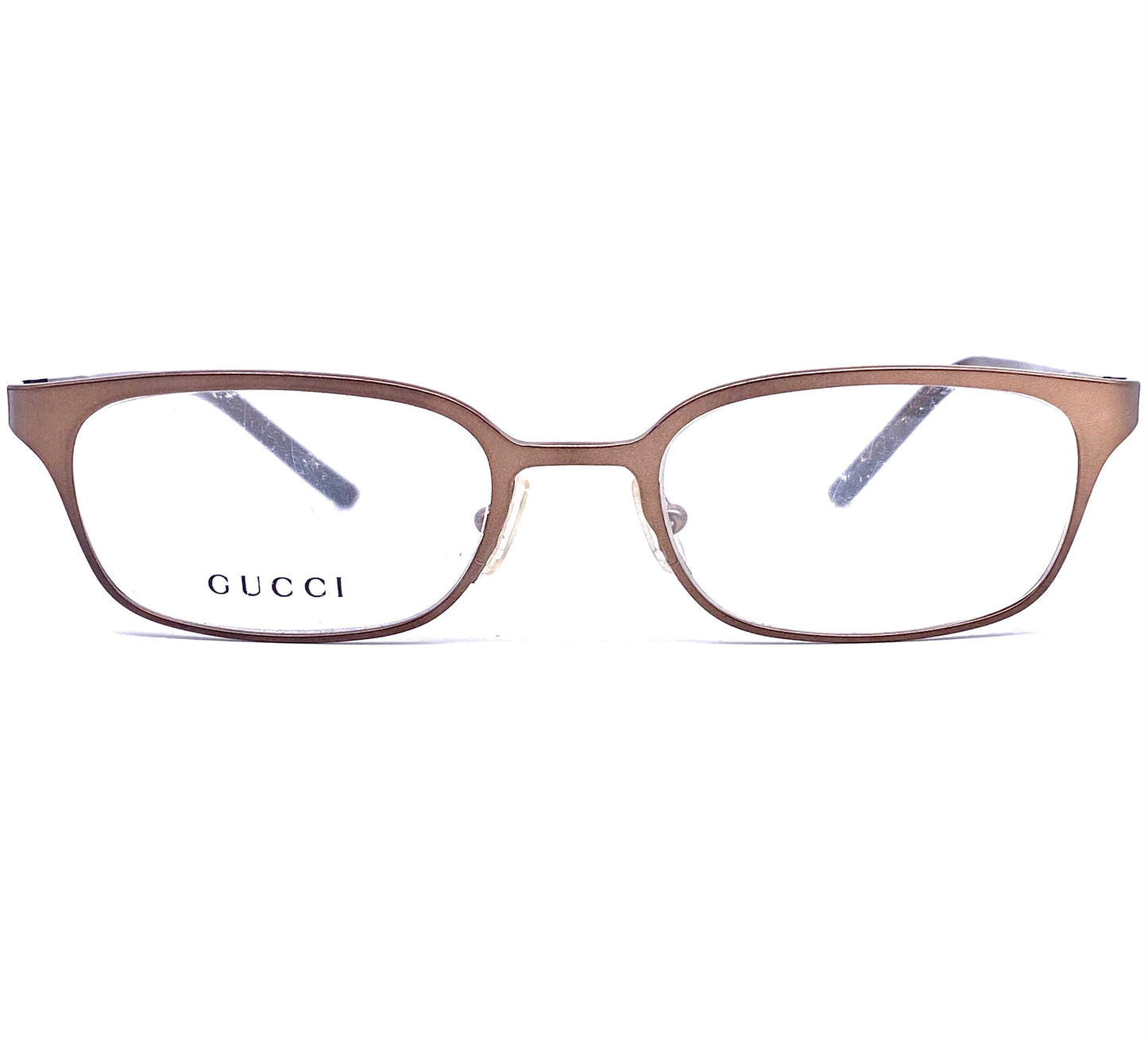 Gucci GG1647 satin copper rectangular minimalist frames made in Italy, 90s NoS