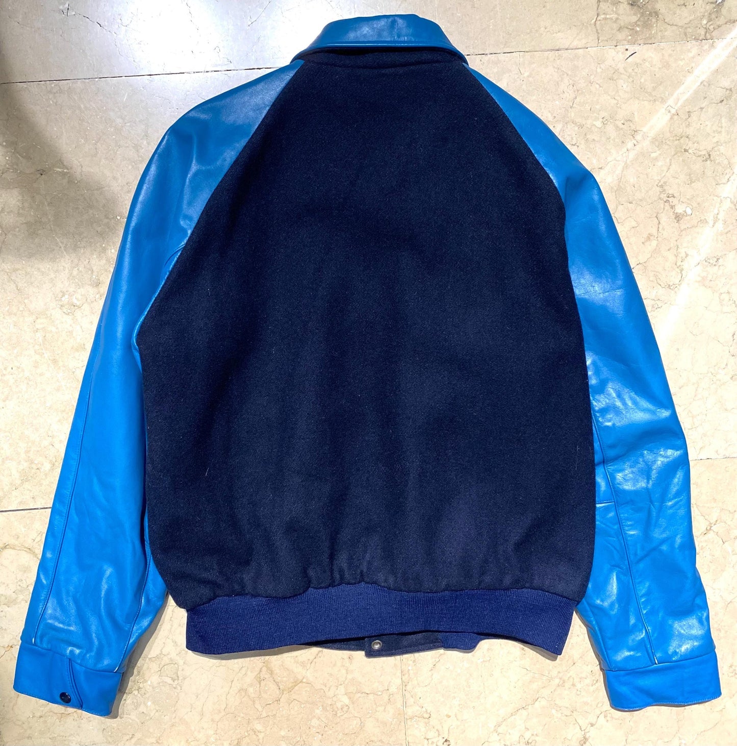 Blue tones Wool-Leather varsity jacket Joe - Dock Workers Vancouver, 1990s mint condition