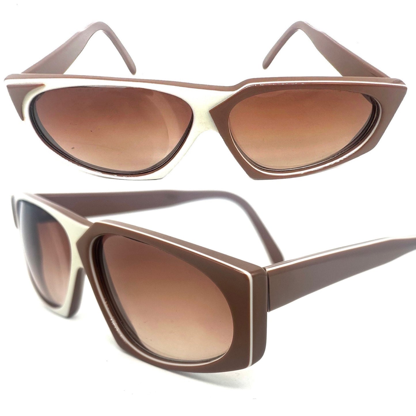 One of a Kind asymmetrical multilayered brown/cream sampling/prototype sunglasses, never worn and unique!