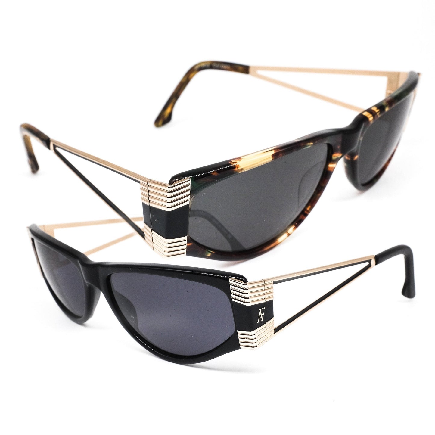 Alberta Ferretti teardrop shaped cat eye sunglasses  with cut off temples design 80s Italy