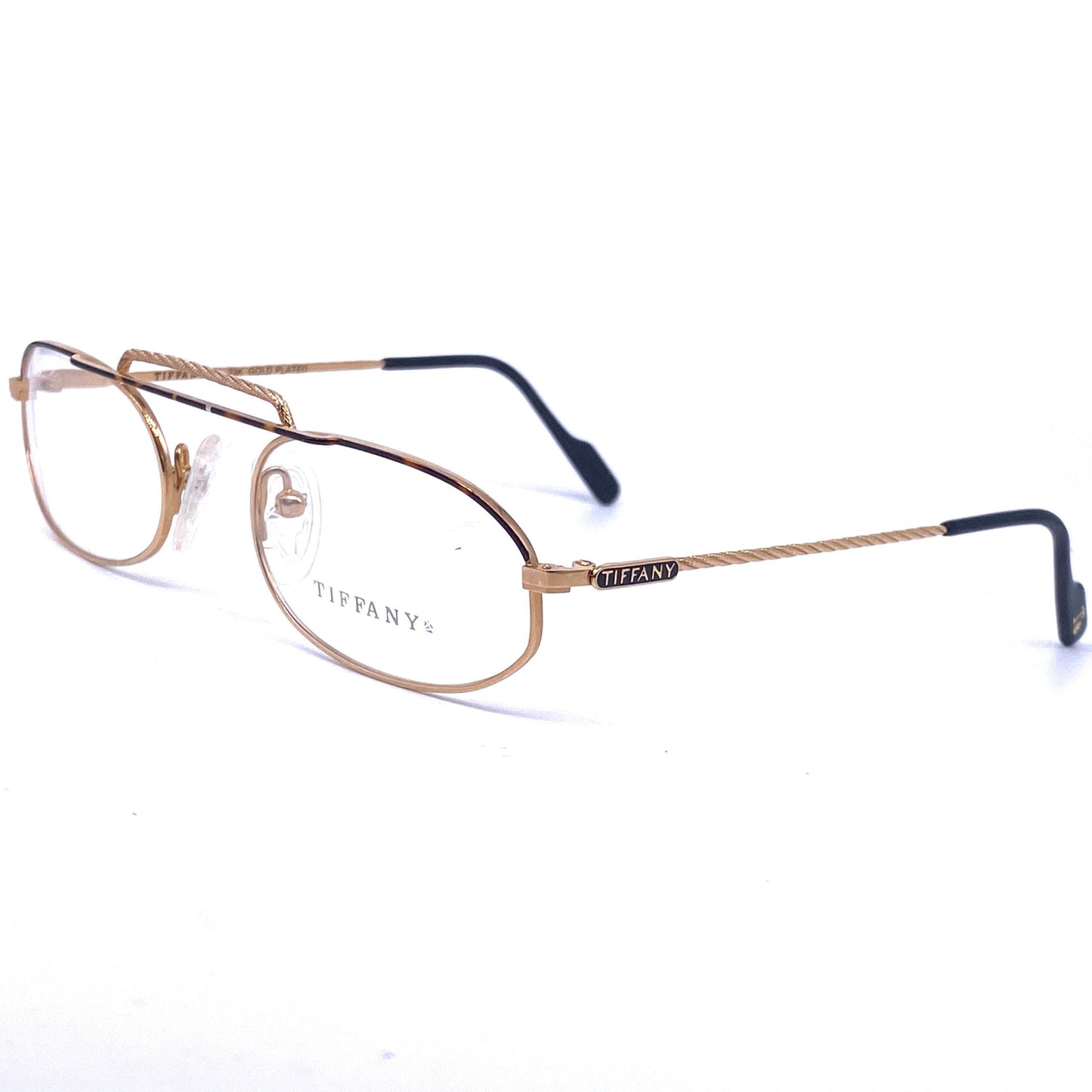 Tiffany T44 oval reading eyeglasses frames, 23k Gold filled, made in Italy 1980s NOS