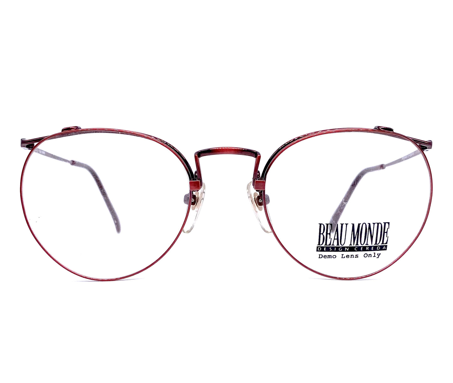 Beau Monde Brentwood round - pantos red metallized eyeglasses frames , NOS 80s