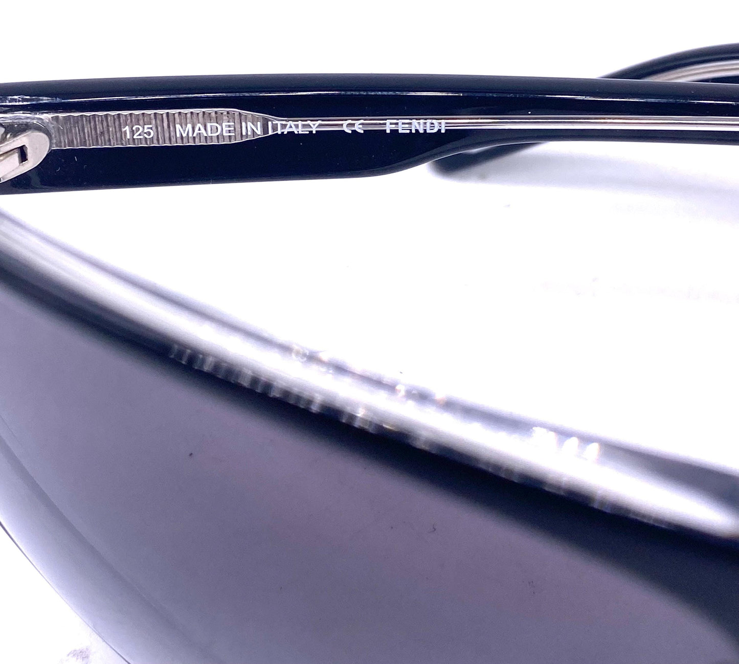 Fendi FS101 black/clear cello aviator sunglasses w embossed logo, NOS 90s