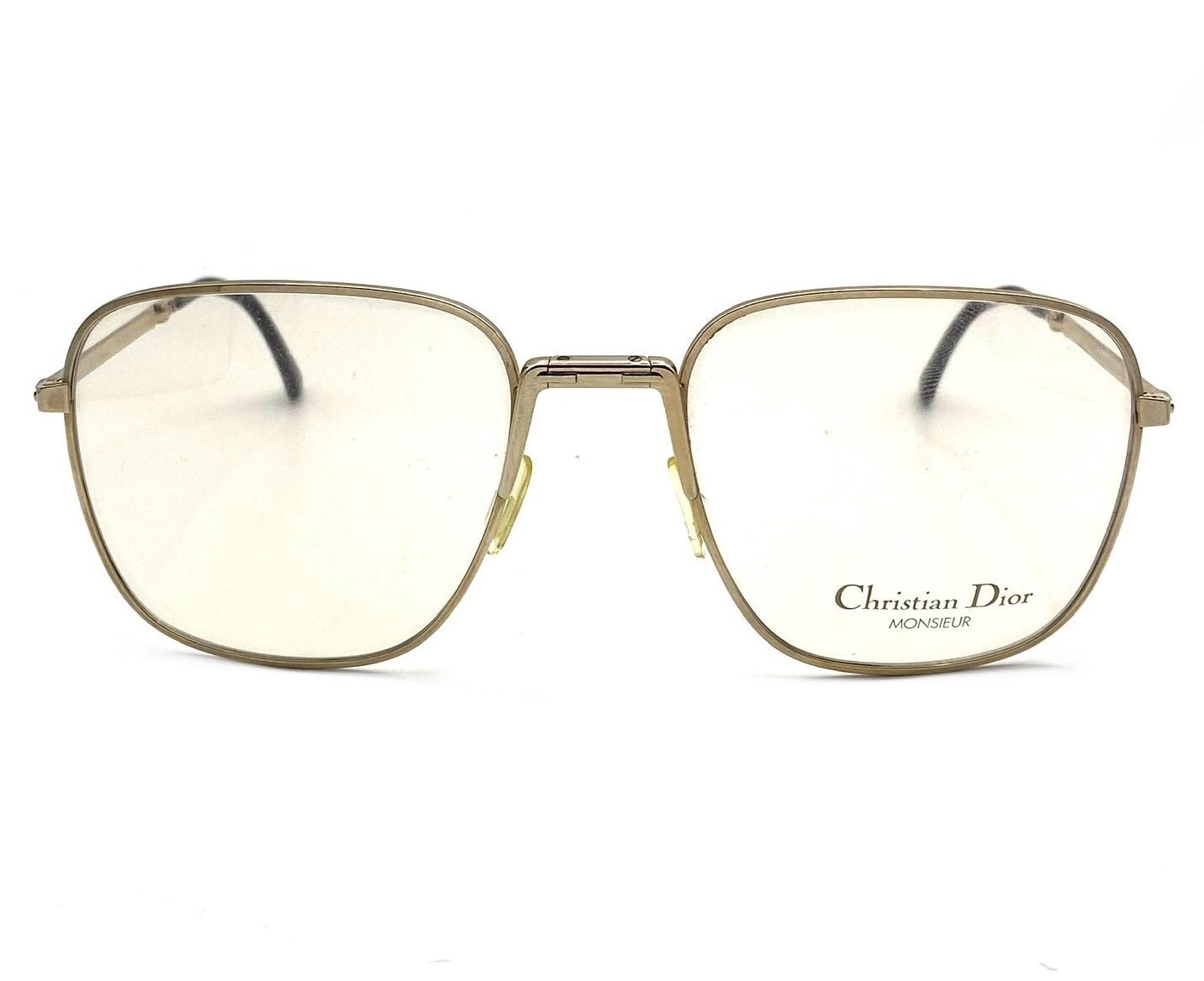 Dior Monsieur 2287 folding square gold glasses frames made in Austria in the 80s, NOS mint