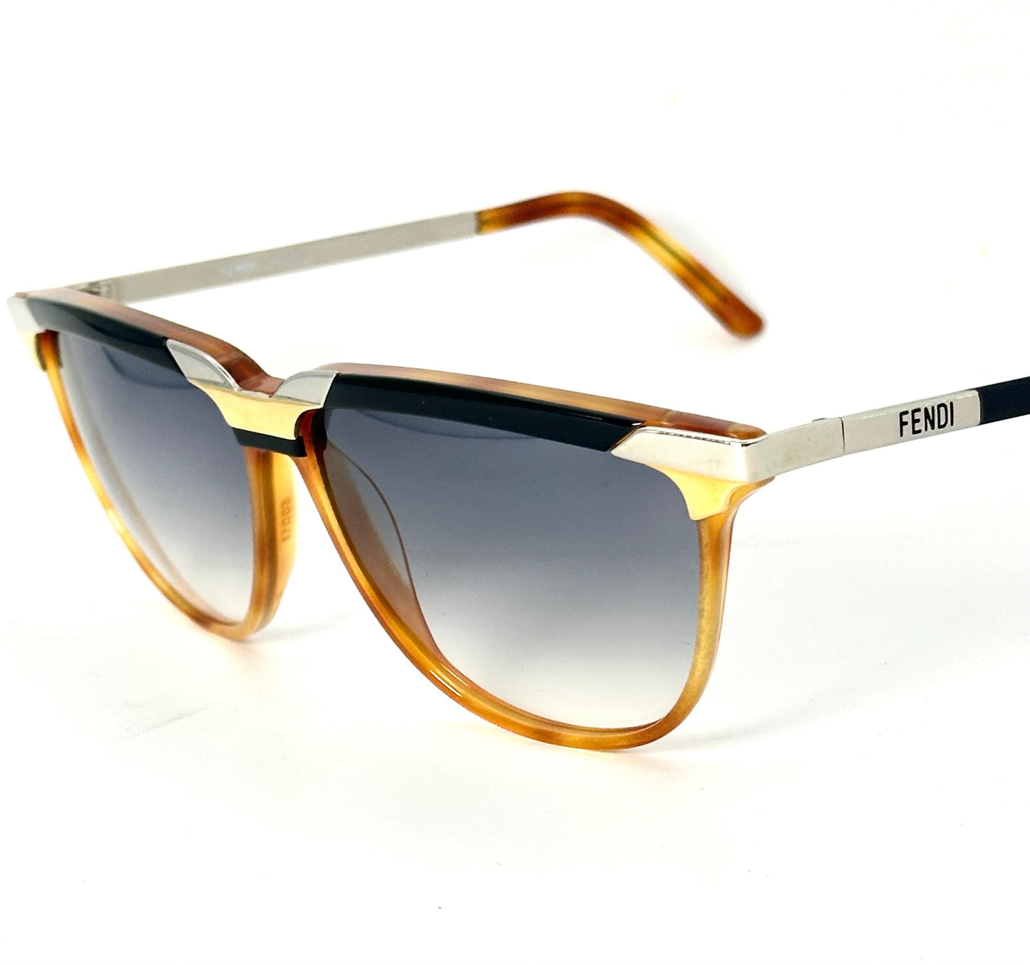 Fendi FS90 cool luxury tortoise- Gold sunglasses hand made in Italy by Lozza, 80s NOs