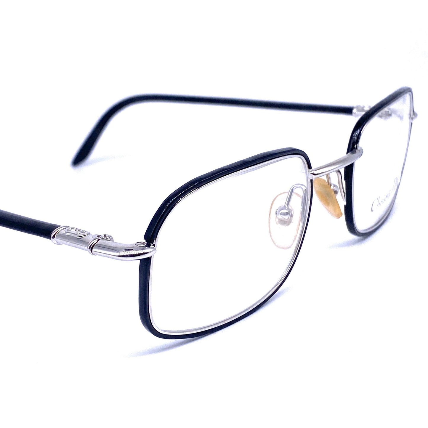 Christian Dior 2958 rectangular black/silvers, 1980s NOS