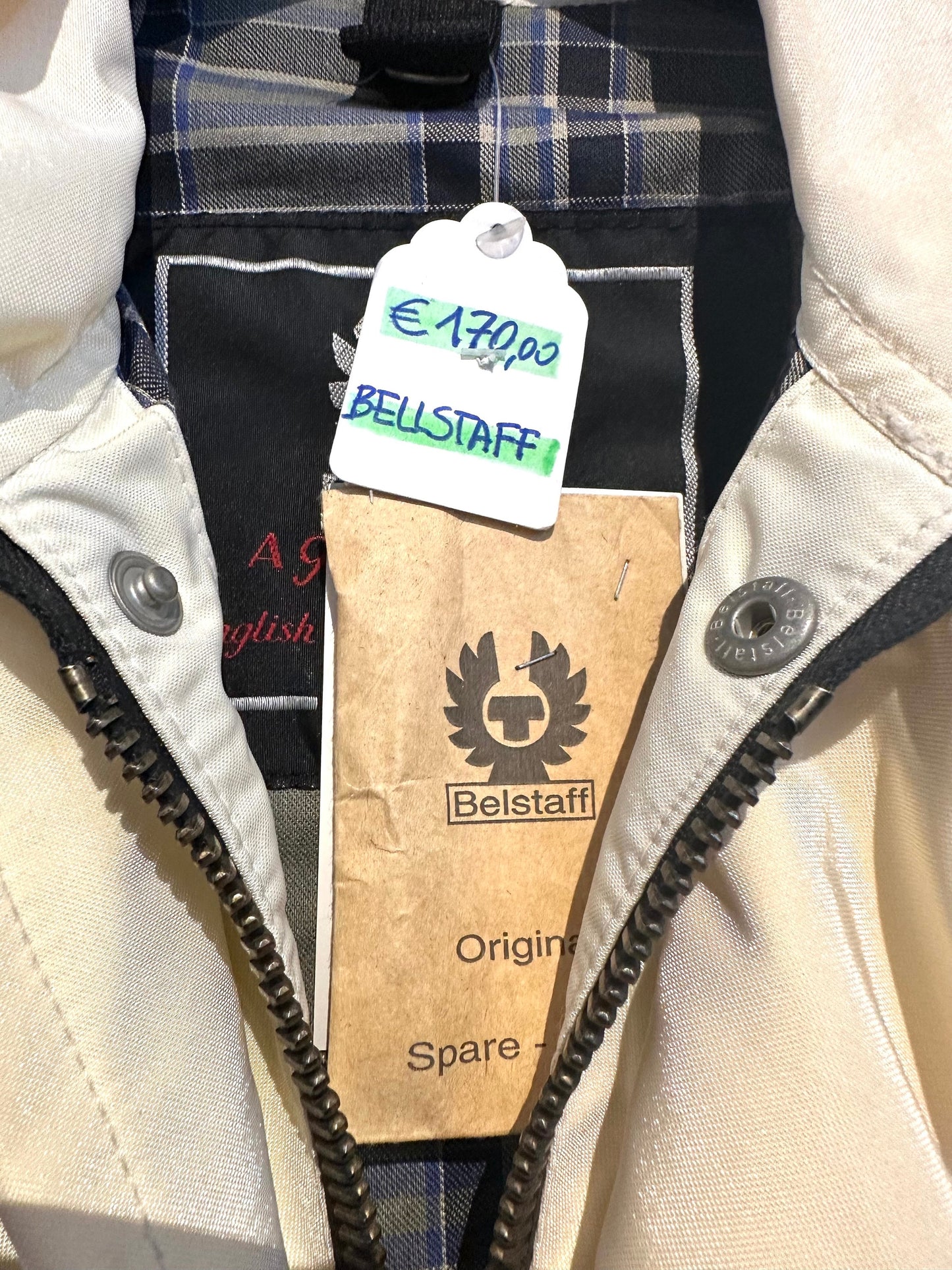 Belstaff NOS 90s cream nylon biker jacket sz 40 , mint with tags