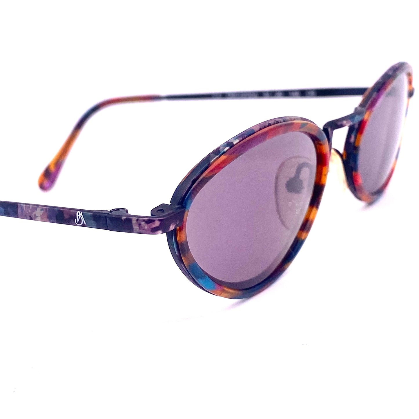 Barbara Allen oval dbl rim minimalist sunglasses w retro Styled bridge, coming in tortoise or multicolor acetate, NOs 80s