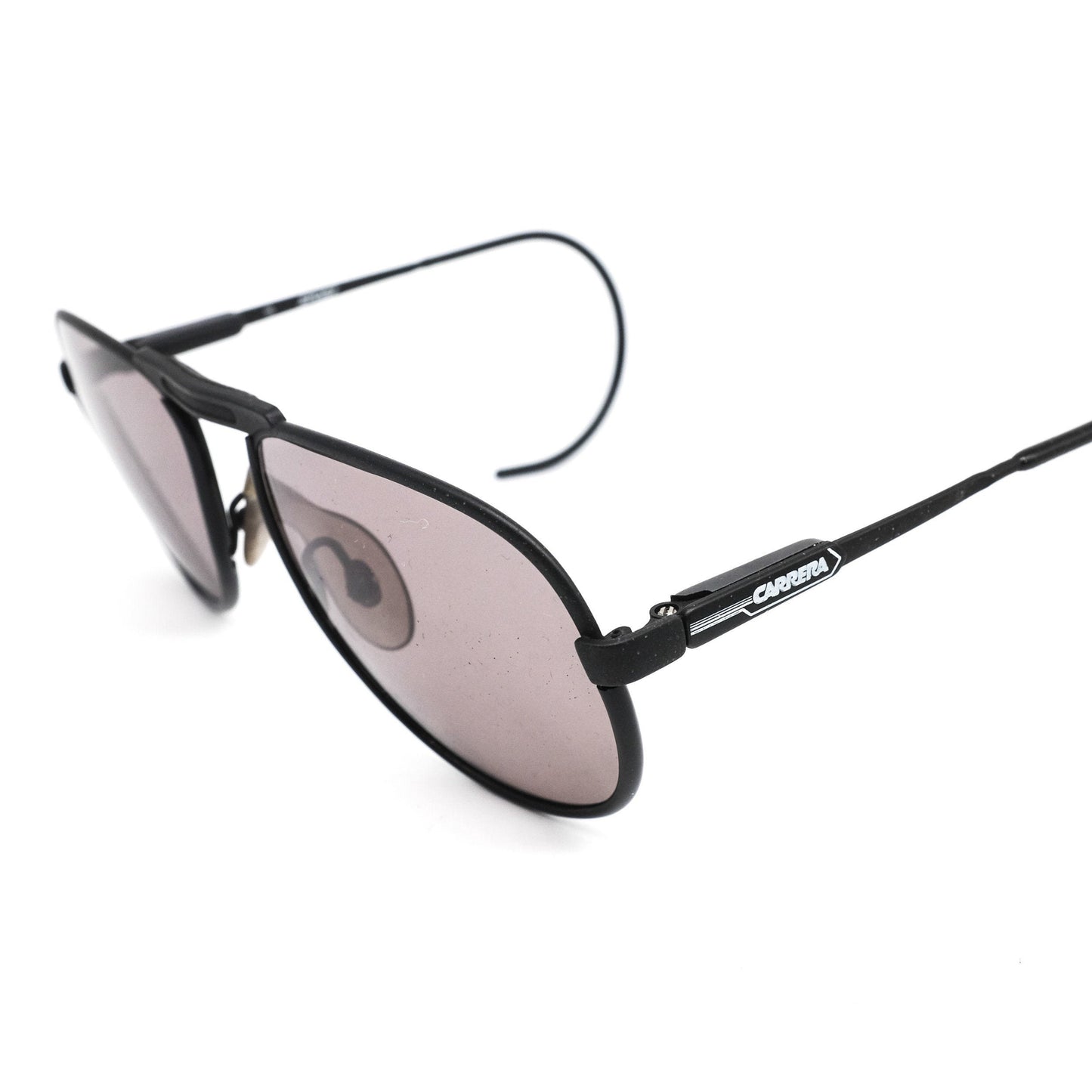 Carrera Sport black metal cable aviator sunglasses with black lenses and special hook temple tips,  80s NOS