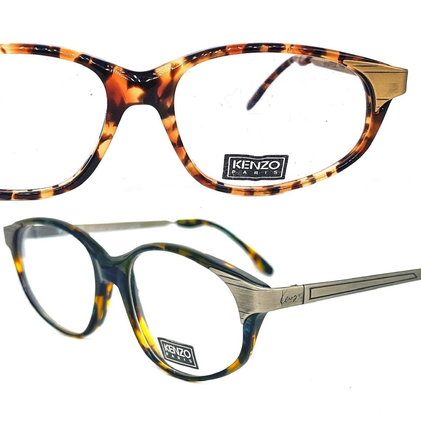 Kenzo Bagatelle montatura ovale-cateye realizzata a mano in Francia, 2 colorazioni, NoS anni '80