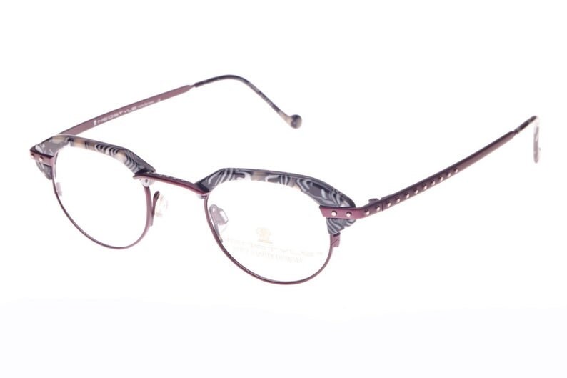 Neostyle Forum p3 modernist glasses w purple titan & Black pearl white brows, NOS 90s Germany