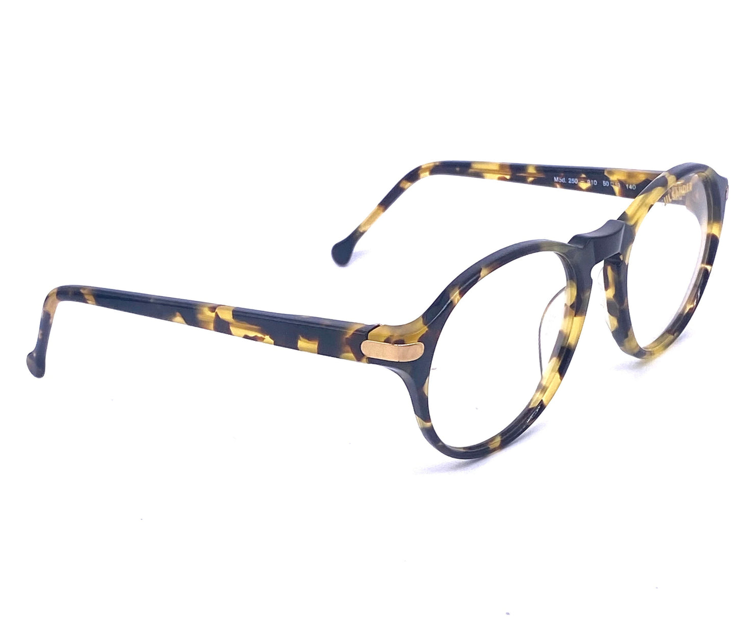 Jil Sander Demi amber round keyhole eyeglasses frames made in Germany. 80s NOS