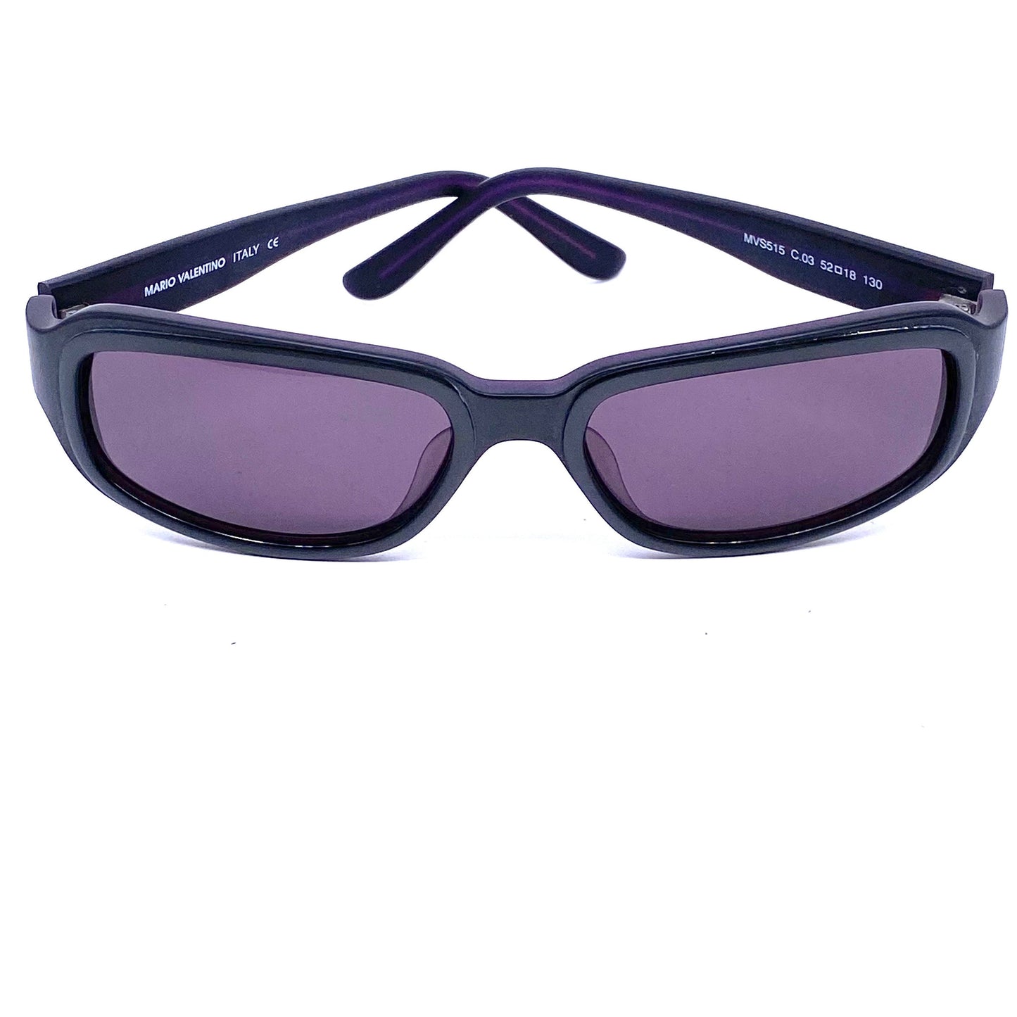 Mario Valentino MVS515 rectangular wrap shades in multilayered acetate, 3 colors NOS 90s