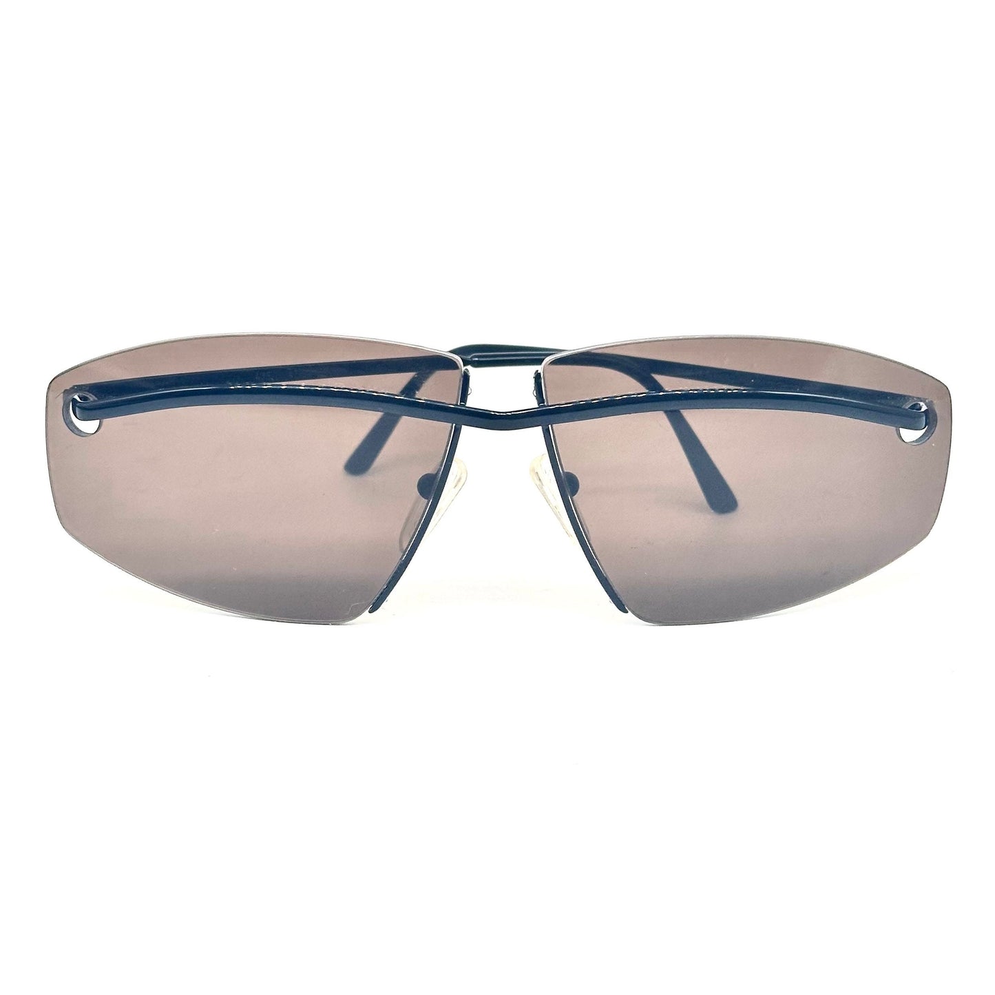 Essilor 475 unusual modernist rimless sunglasses hand made in France, 80s NoS