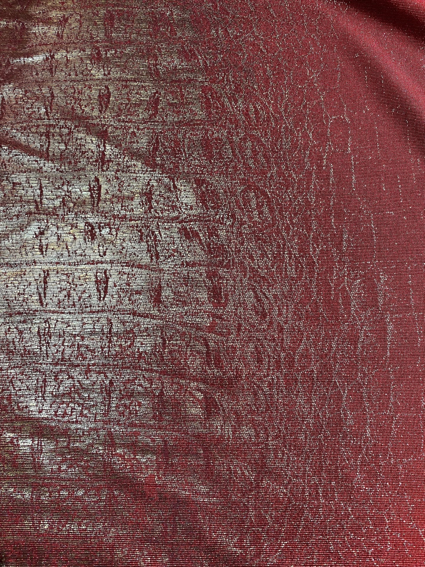 Krizia PerTe burgundy satin shirt w golden degradè croc print, NOS 80s mint sz L