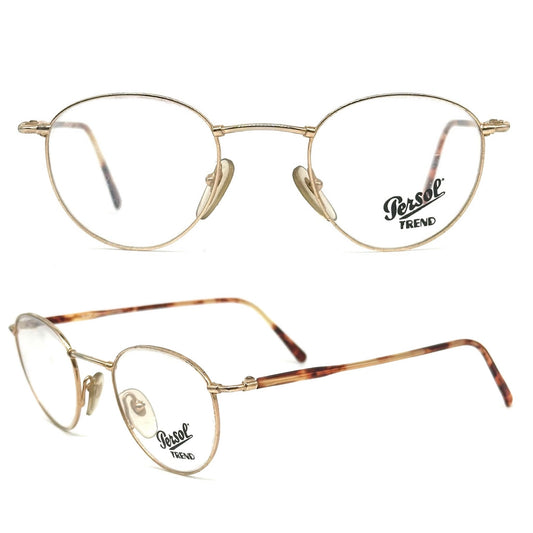 Persol Ratti Radyr pantos / round golden metal eyeglasses hand made in italy, 80s NoS