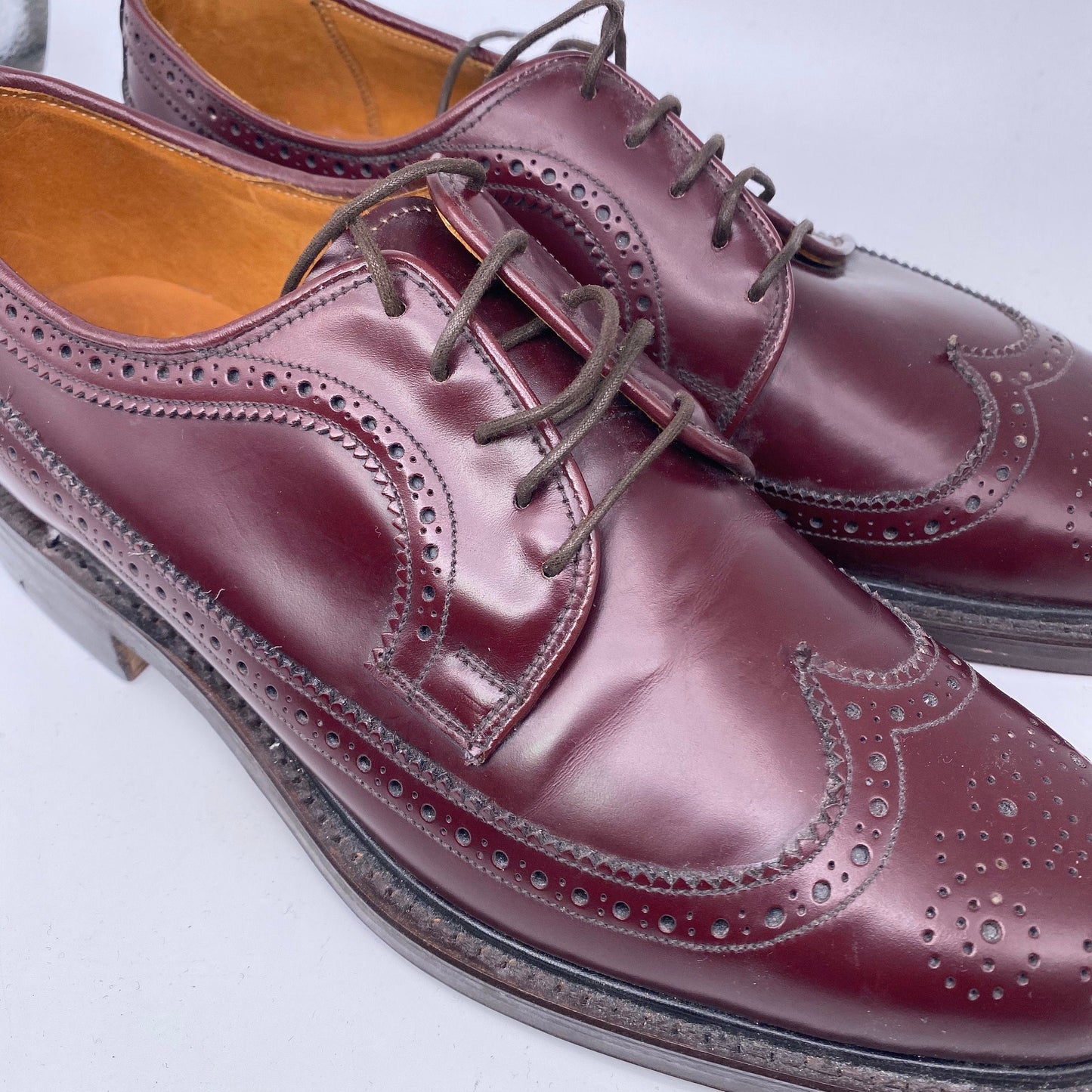 Grenson Royal Windsor NOS burgundy brogues church style UK handmade leather shoes size 7