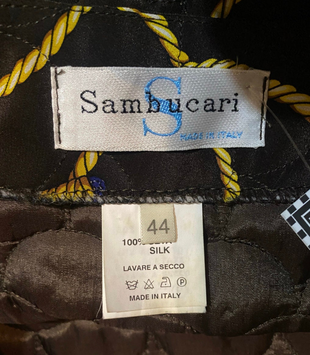 Sambucari baroque brown pure silk baroque allover ropes/ horseshoe skirt, NOS 80s Italy