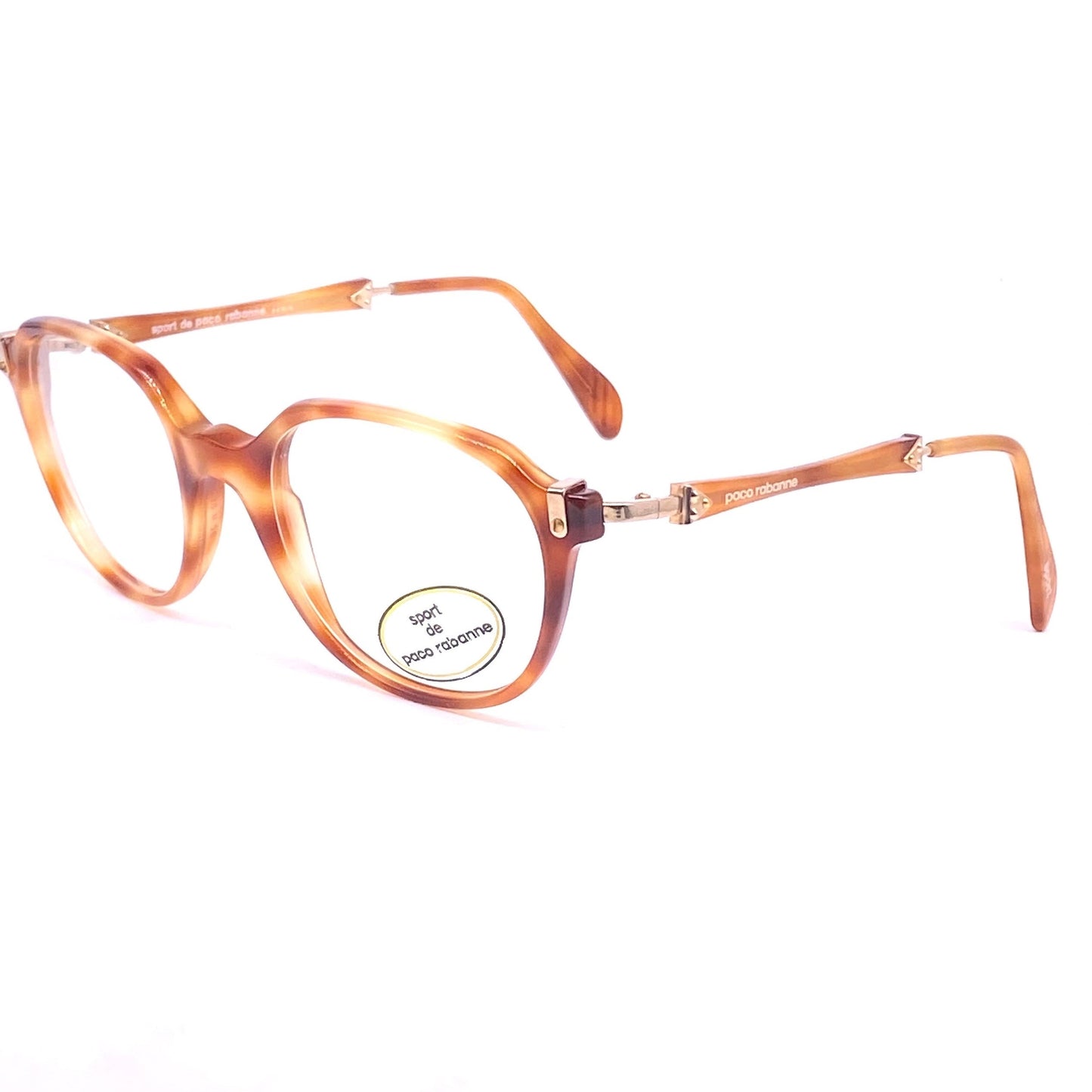 Paco Rabanne montature geek quadrate con dettagli steampunk, NOS 80 France
