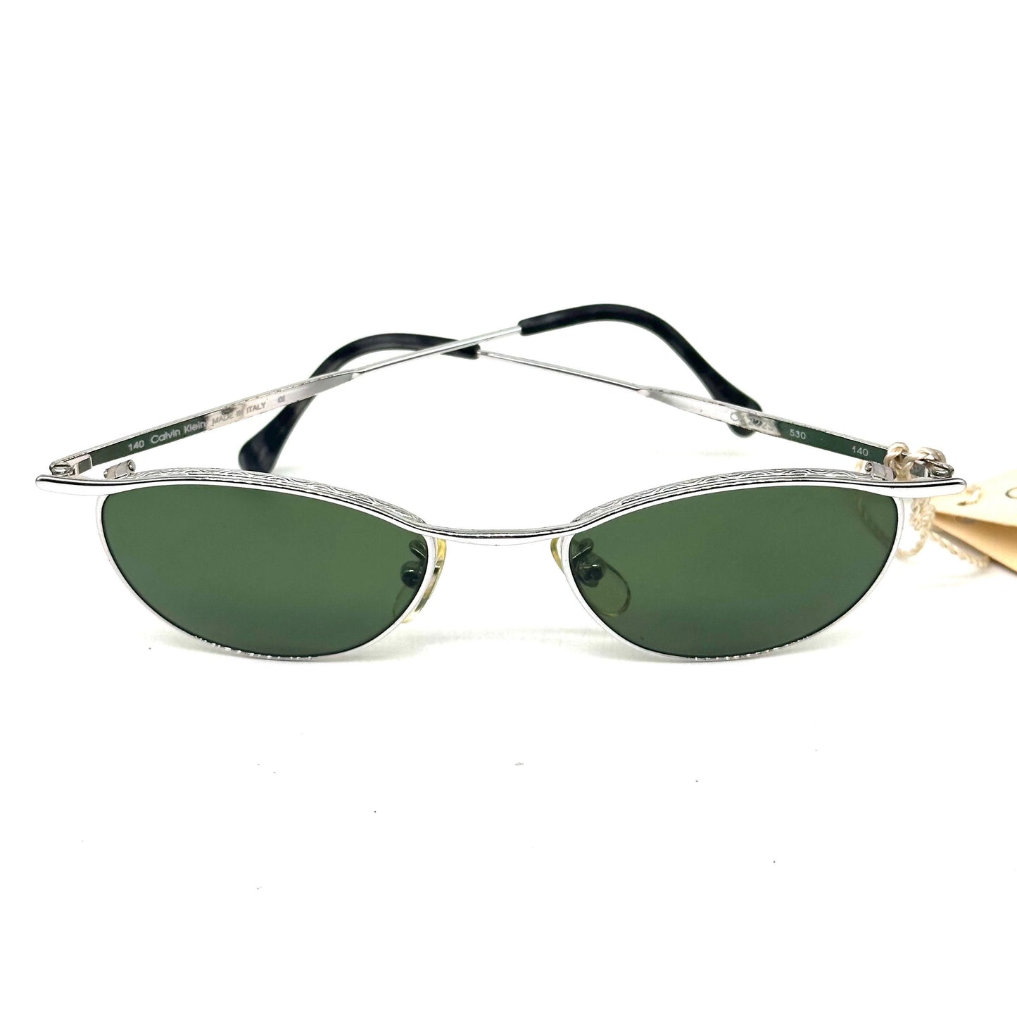 Calvin Klein 222S retro metal cateye sunglasses w crystal tempered lenses, NoS 90s