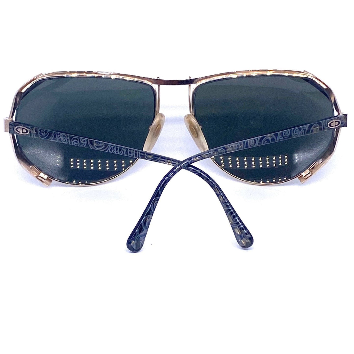 Christian Dior 2609 Oversized Patterned Browline Sunglasses with Golden Metal nose bridge 1980s NOS Made in Austria