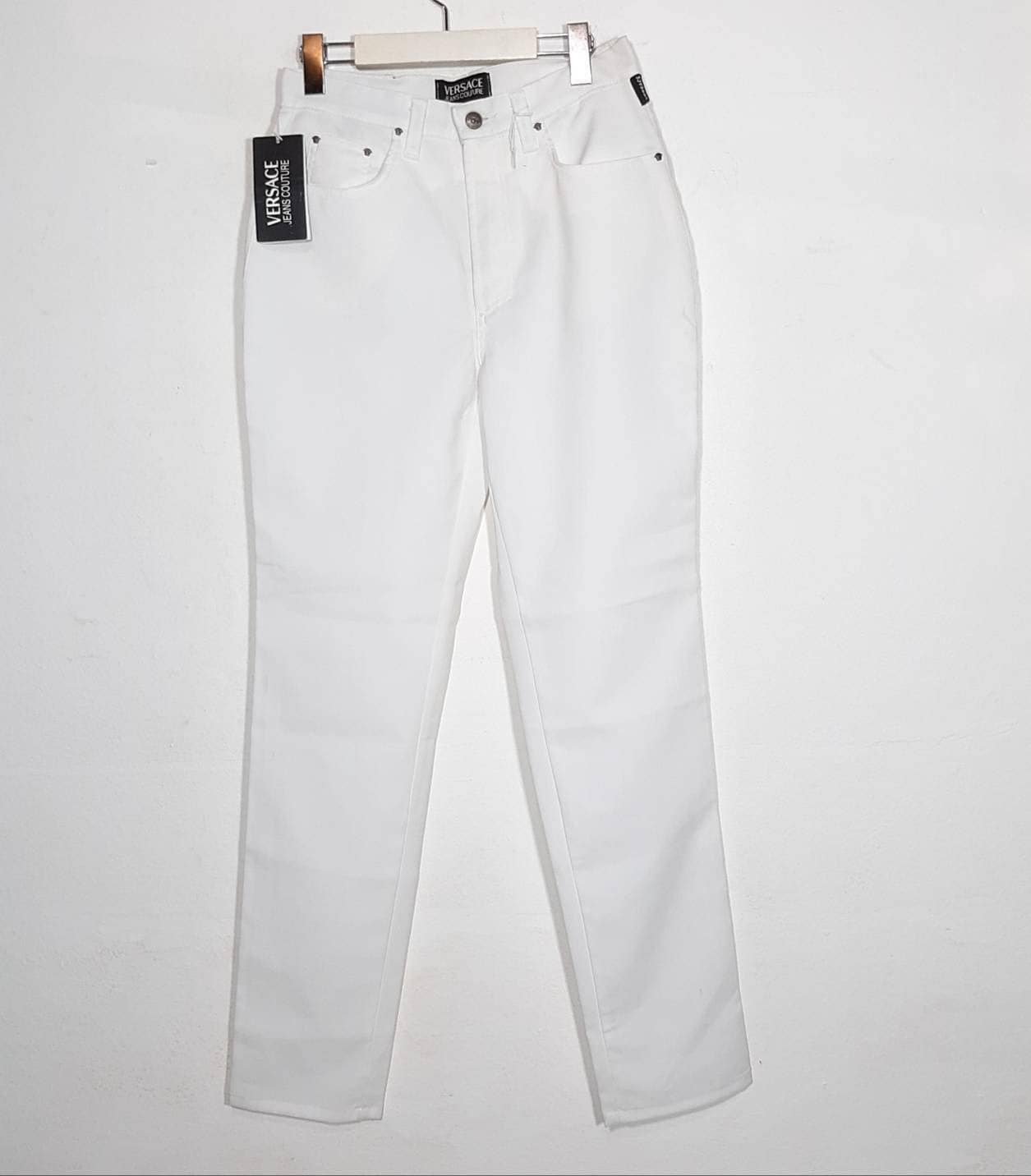 Versace Jeans Couture NOS white cotton/spandex pants Medusa badge sz 31 90s with tags