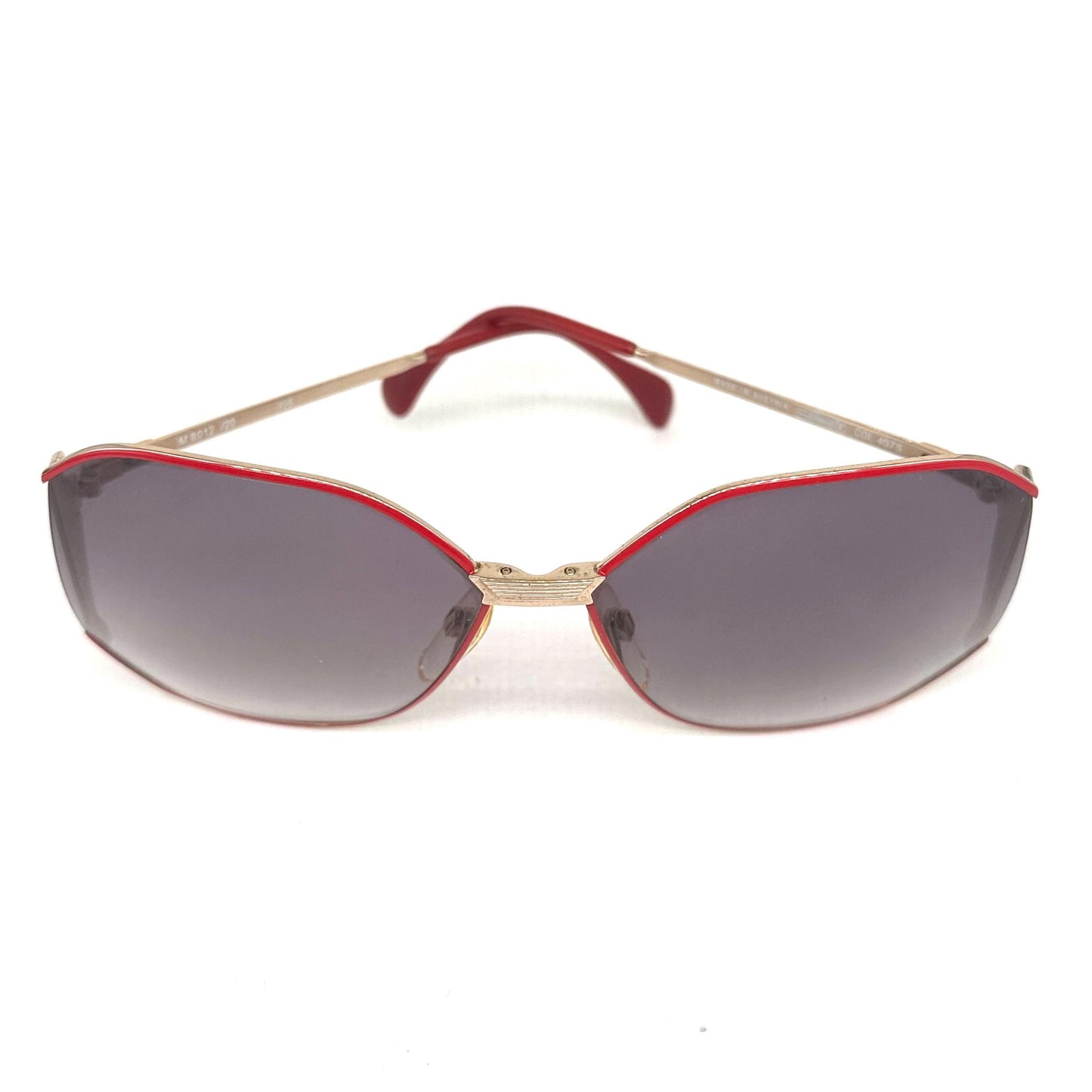 Silhouette 8012 red and gold oval squared sunglasses, 1980s NOS Made in Austria