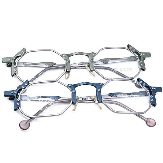 Sin&Cos SC802 esagonal shaped eyeglasses frames NOS 90s Italy