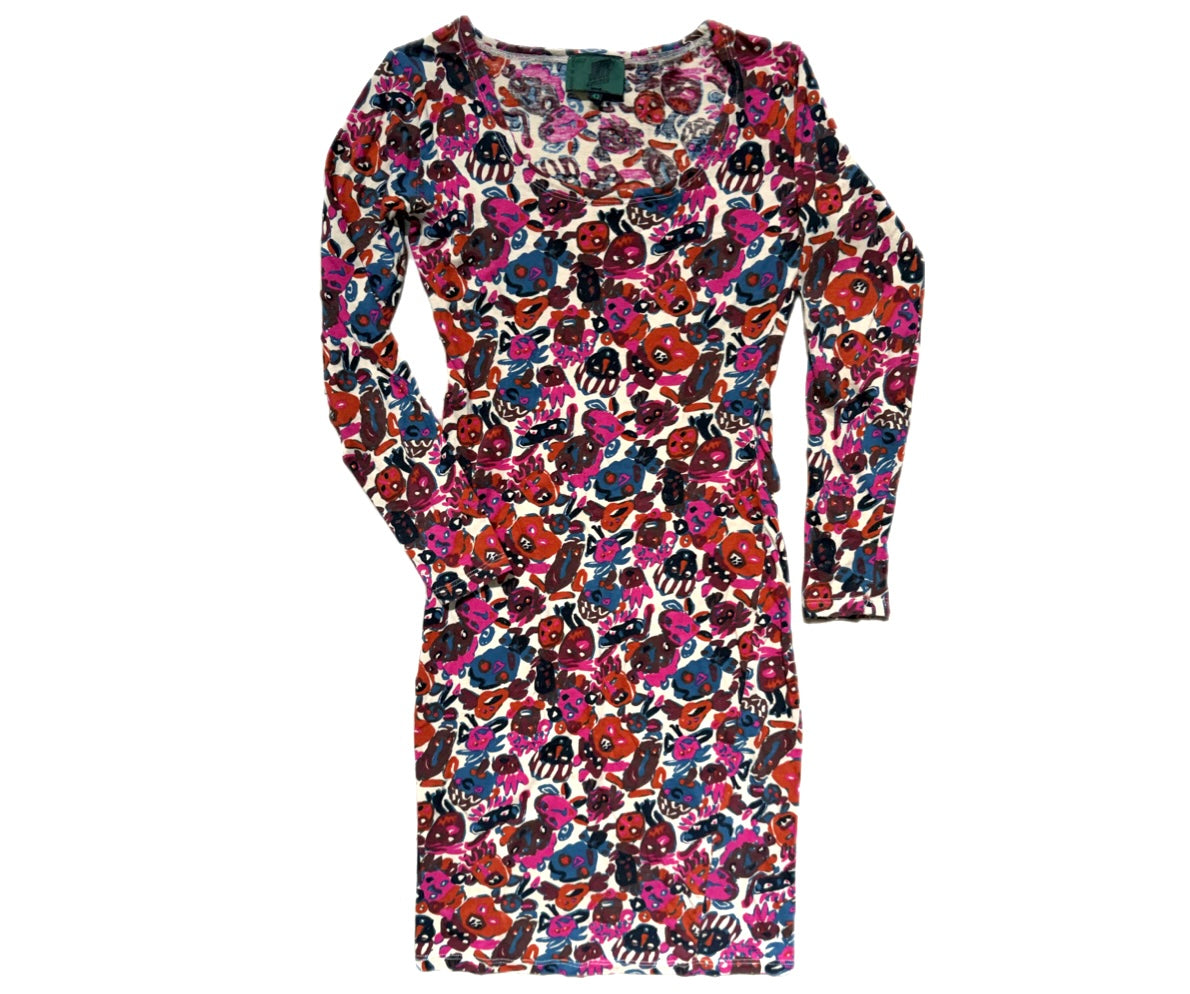 Jean Paul Gaultier colorful abstract allover pure cotton dress, ladies sz 42, perfect condition