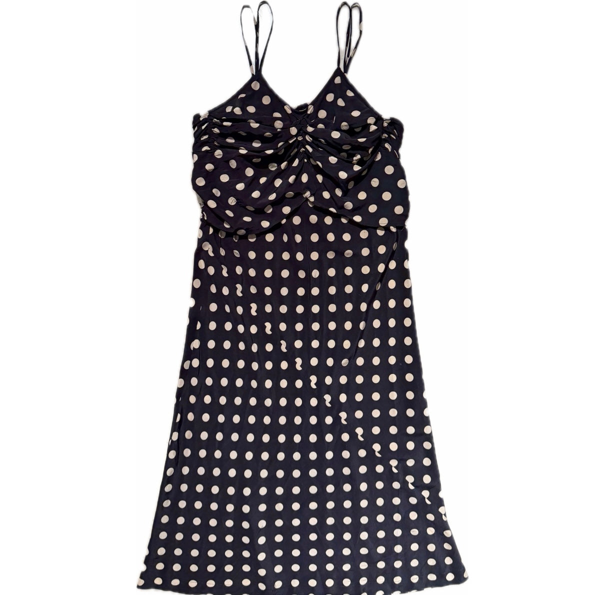 Comme Des Garçons black silk polka dot long dress, classy minimalist design, sz M, Mint