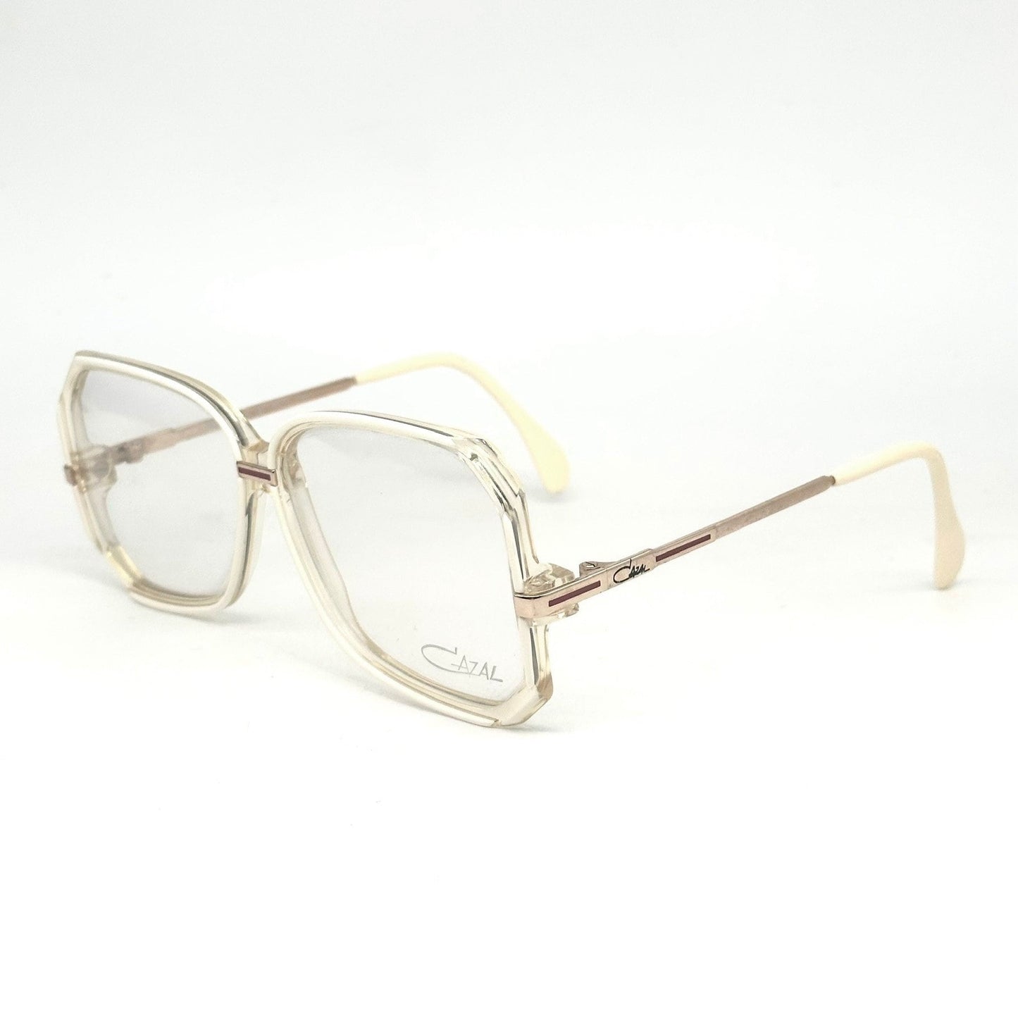 Cazal 167 square oversized eyeglasses frames in clear/white acetate, NoS 80s W Germany