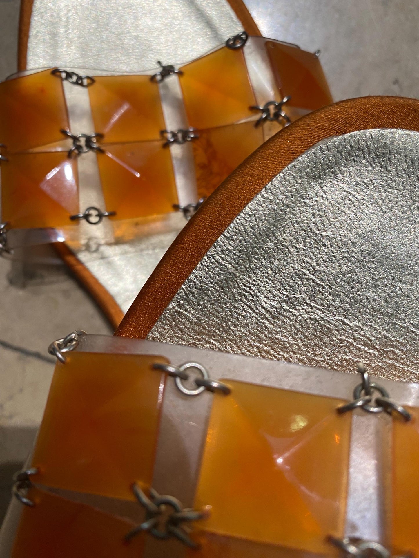 Gianni Versace slippers leather - PVC w beaded strap, almost new sz 38,5