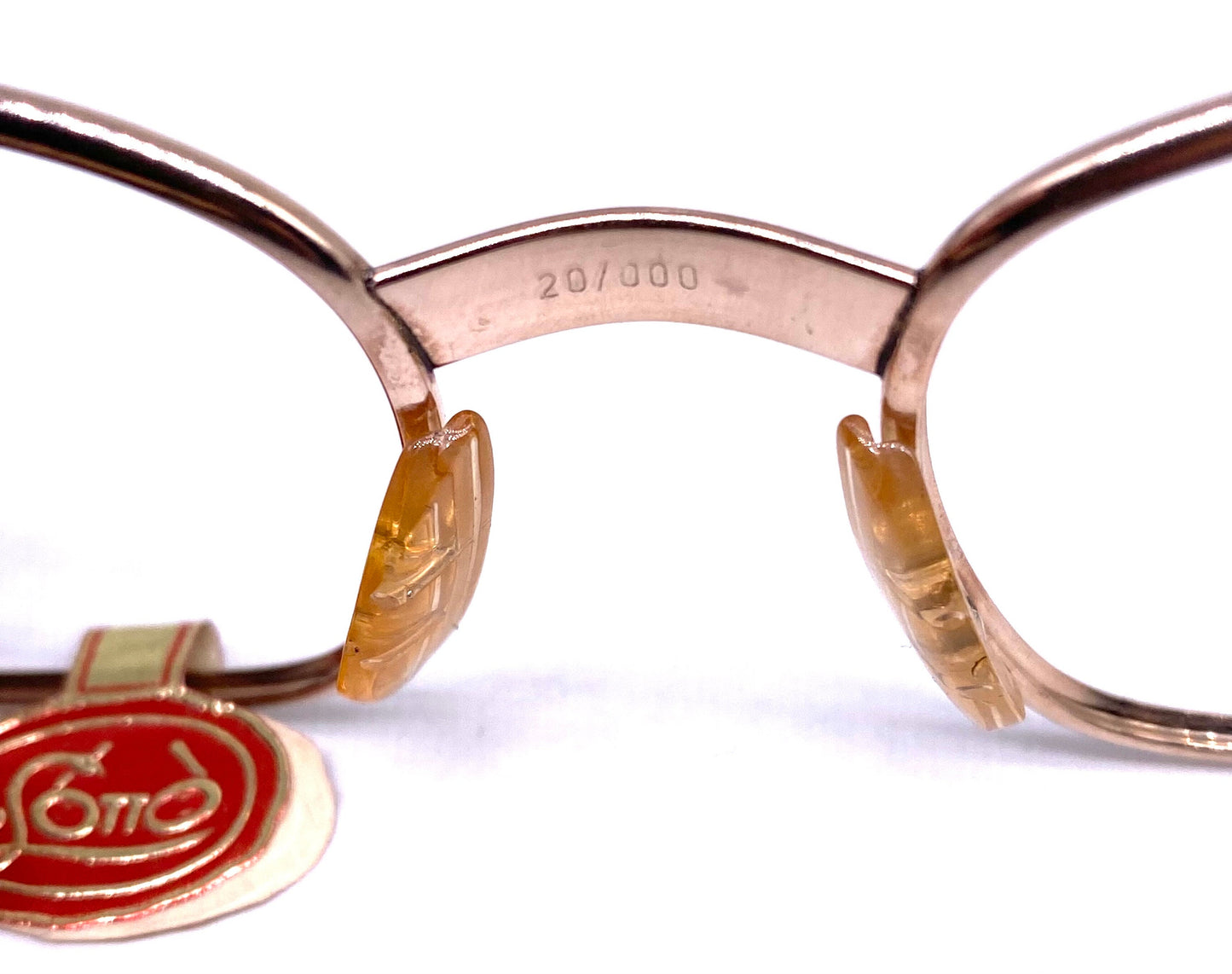 De Lotto real gold plated 20k square metal frames w/ thick bridge & temples adorned w/ carved lines, 1960s NOS Italy