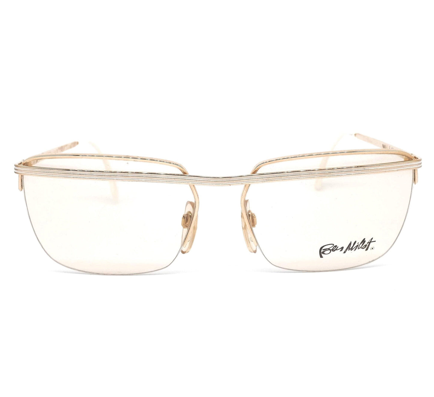 Ben Millot F400 square half rim golden metal eyeglasses frames Made in France in the 80s, 2 colors