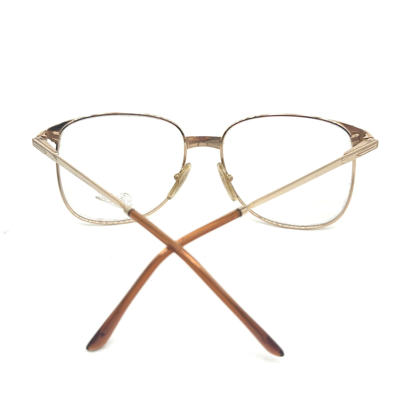 Persol Ratti Aier square gold plated metal eyeglasses frames hand made in Italy, 80s NOS