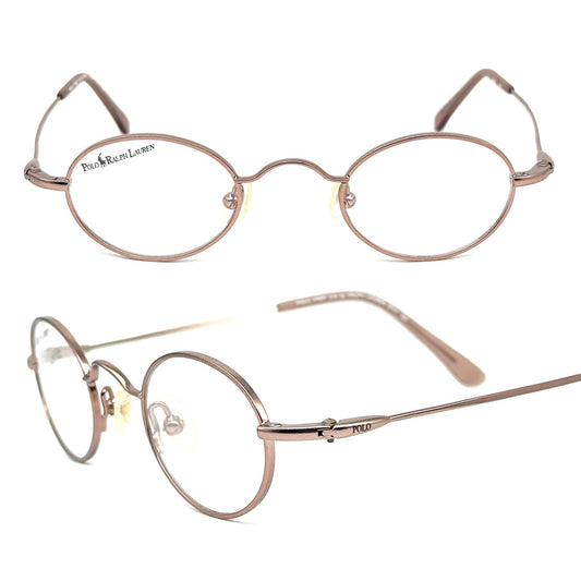 Ralph Lauren Polo Prep 310 pink gold retro small oval eyeglasses made in Italy, 90s NOS