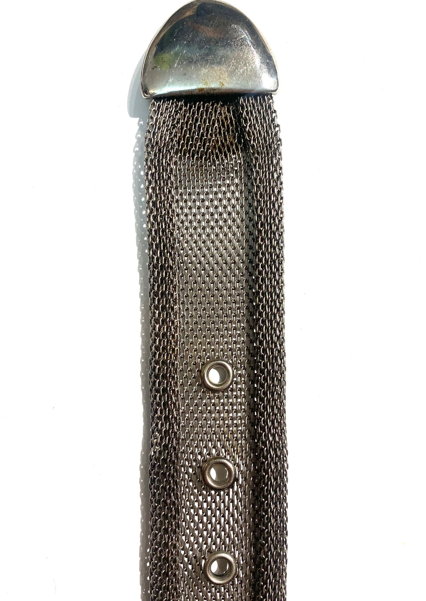 Krizia 80s rocker style belt, metal mesh, studs and black leather new old stock made in Italy