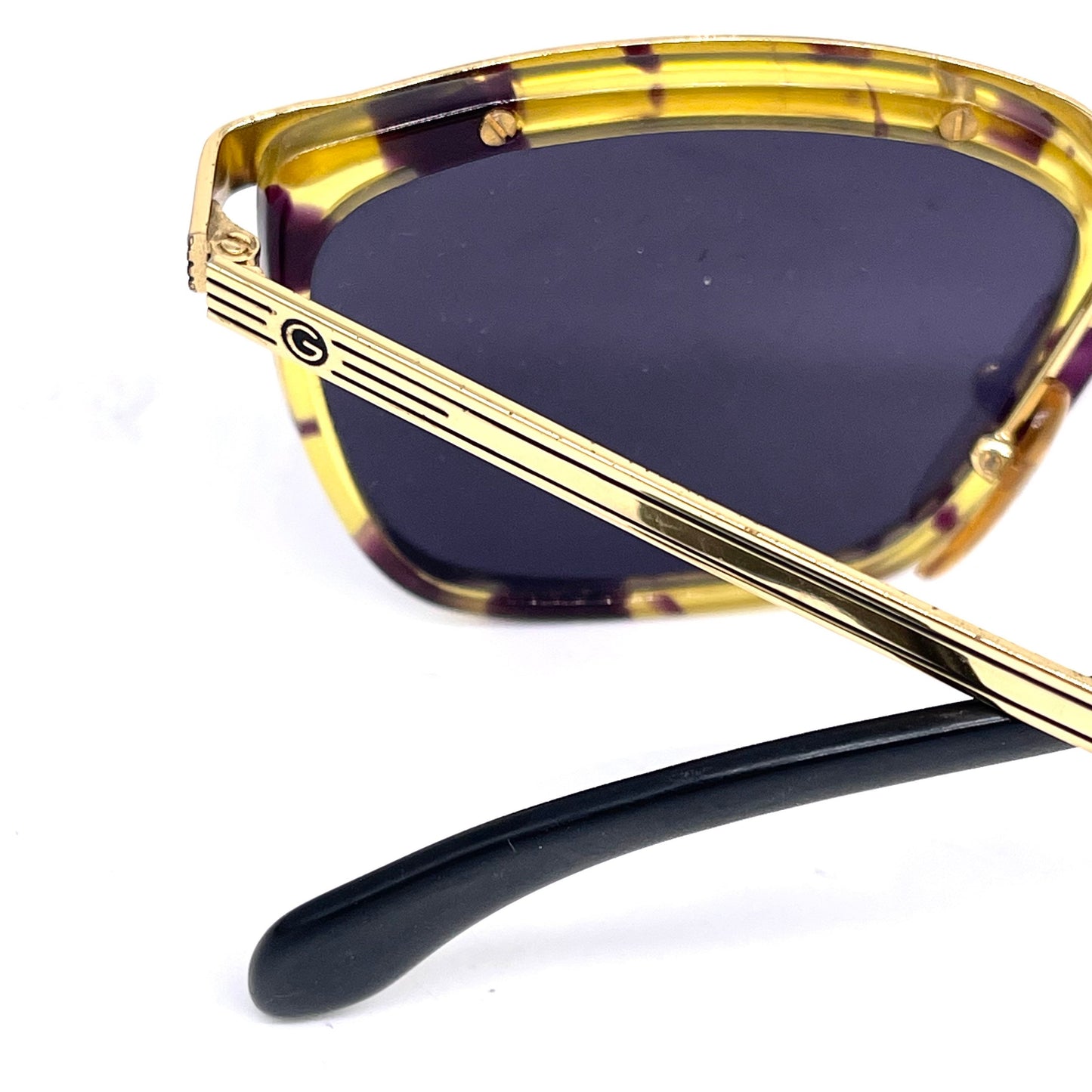 Galileo classy square tortoise- gold sunglassss hand made in Italy, 80s NoS