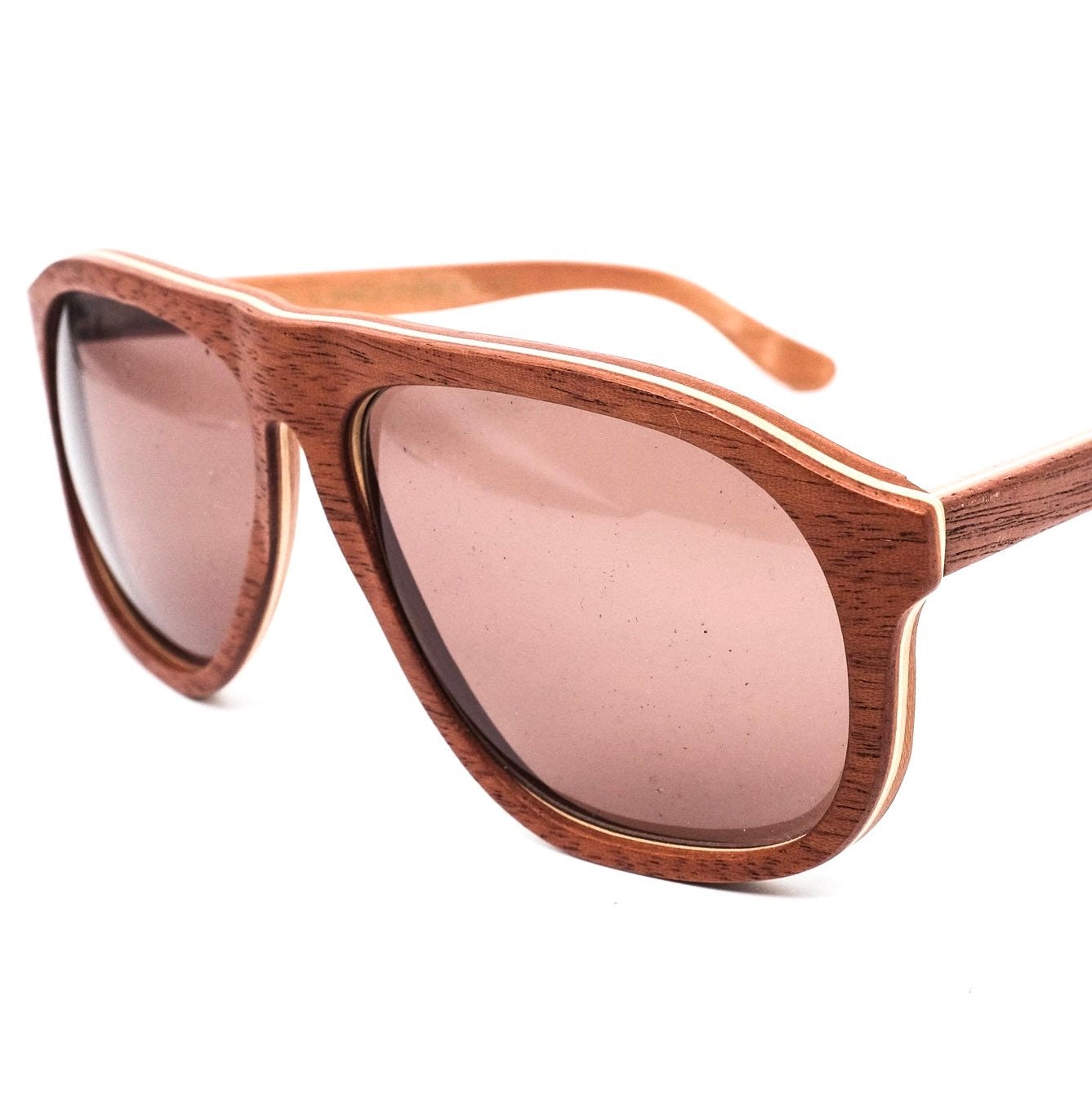 Jean Lempereur woodline multilayered aviator oversize sunglasses, NoS 80s hand made France