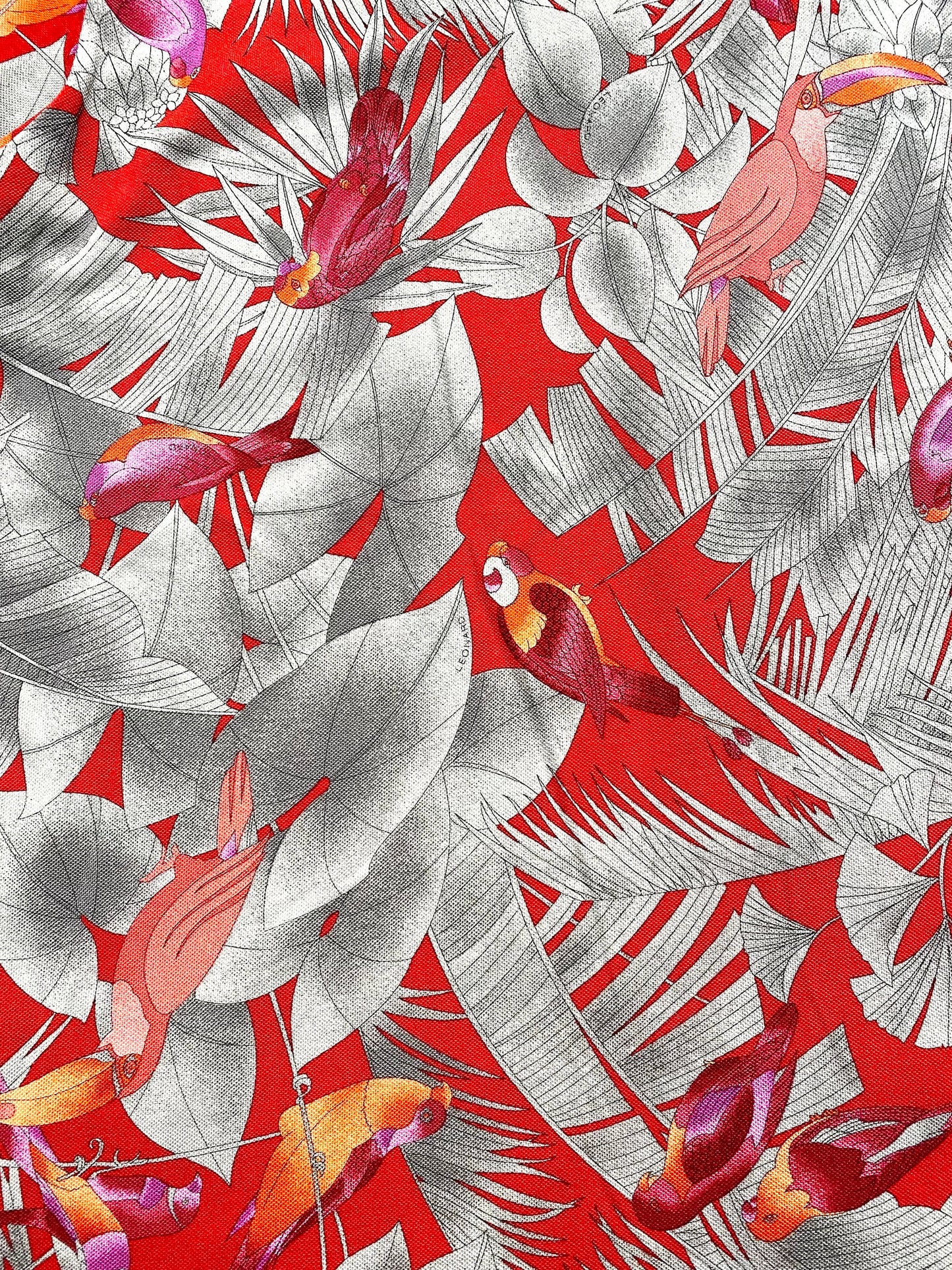 Leonard Paris cotton piquet tropical flowers & Birds shirt by P.Garbossa