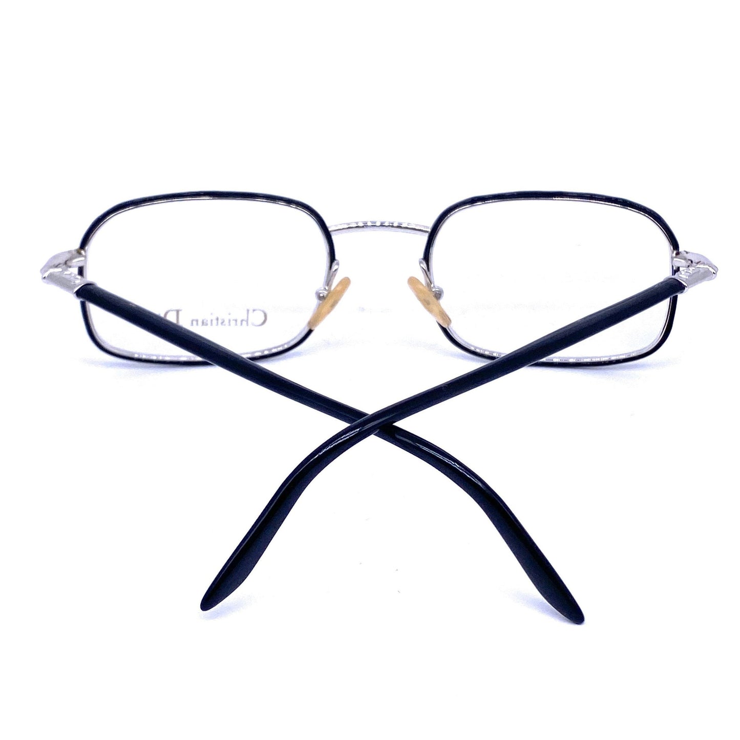 Christian Dior 2958 rectangular black/silvers, 1980s NOS