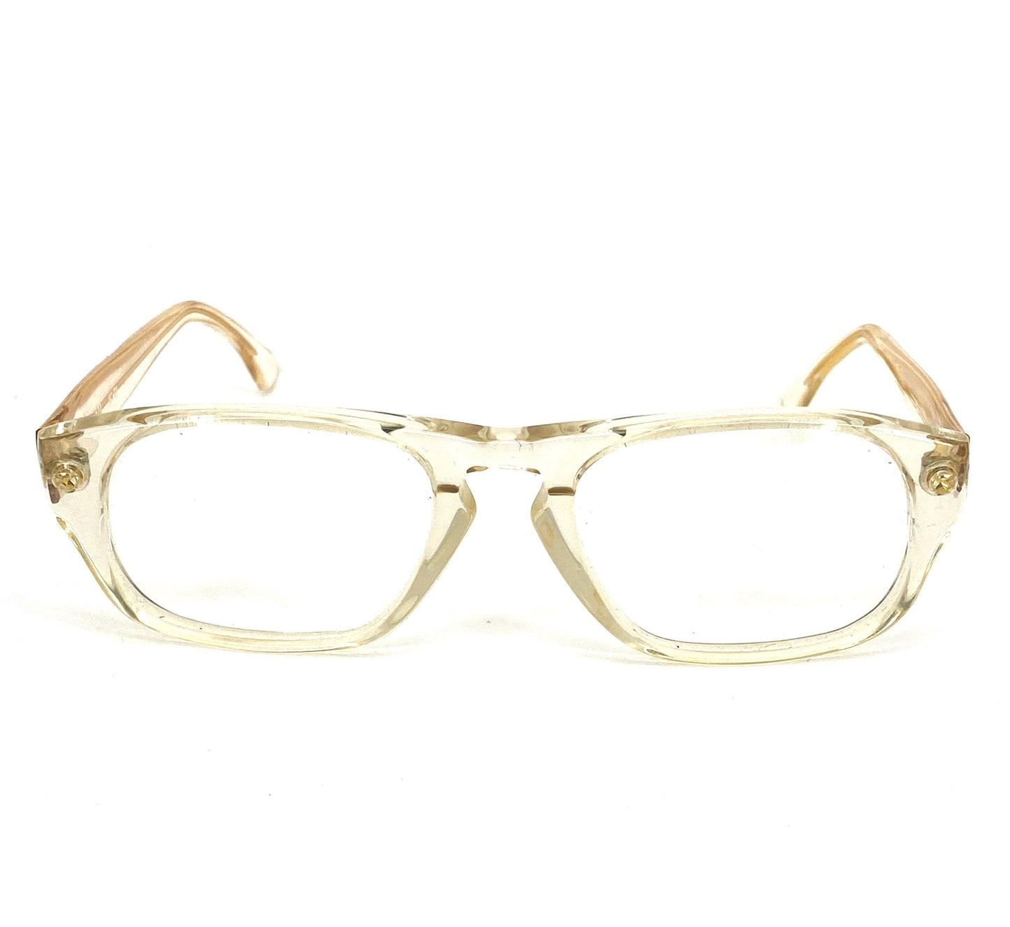 Pierre Daniel 70s NOS clear acetate keyhole rectangle-drop glasses frames hand made in Italy, mint