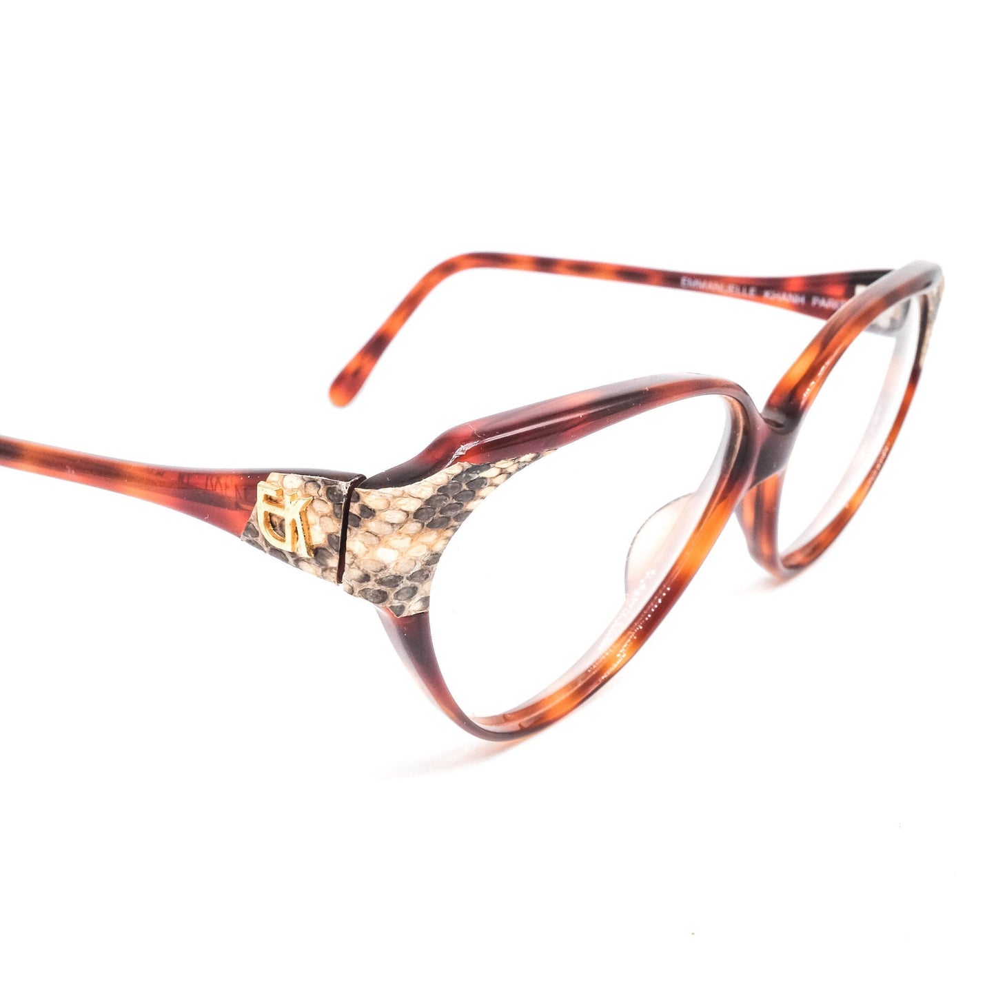 Emmanuelle Khanh 14100 tortoise cateye frames with snake inserts, hand Made in France