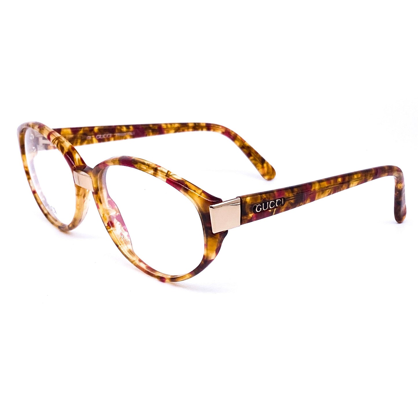 Gucci GG 2165 Oval Brown Tortoise glasses Frames made in Italy, 1980s NOs