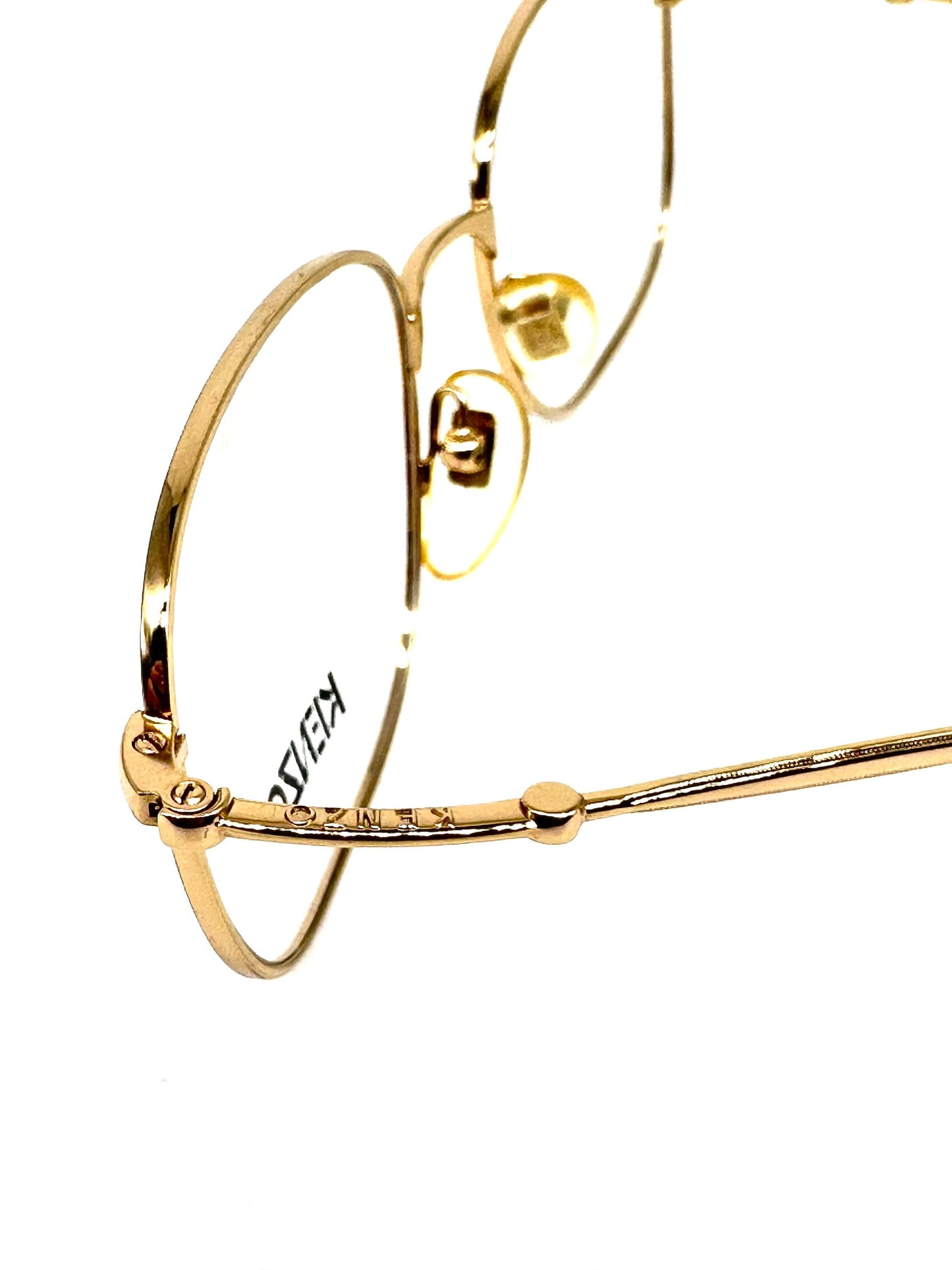 Kenzo Editeur square gold frames w tortoise enameled rims, cool geek style , NOS 80s France