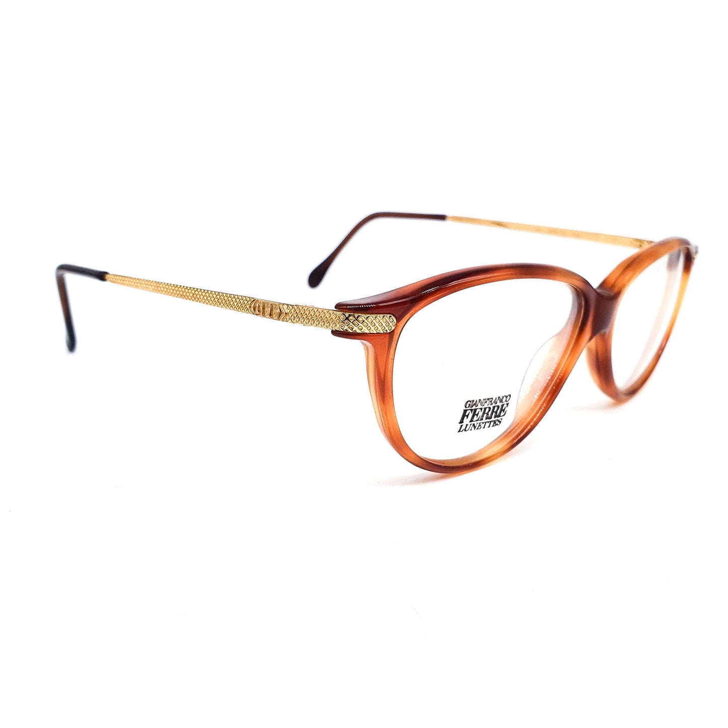 Gianfranco Ferre GFF 72 vintage oval blonde cello eyeglasses, 1980s NOS Italy